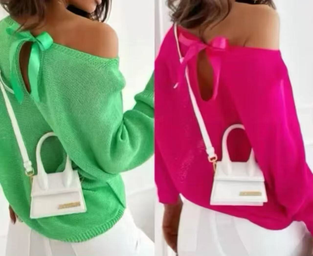 Wholesaler VIVICHY - Thin -quarter fine sleeve sweater, with a bow tie in the back