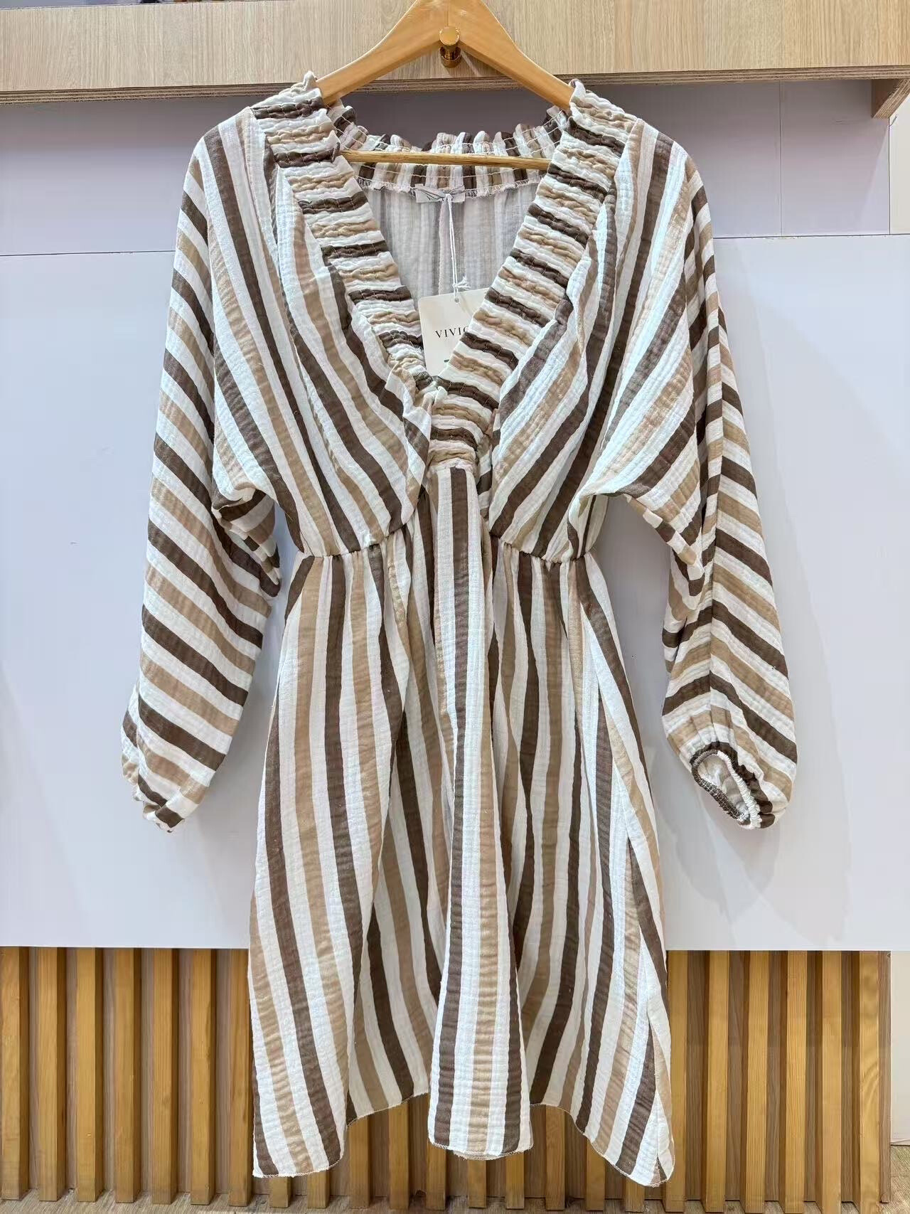 Wholesaler VIVICHY - Fluo stripe cotton gauze dress