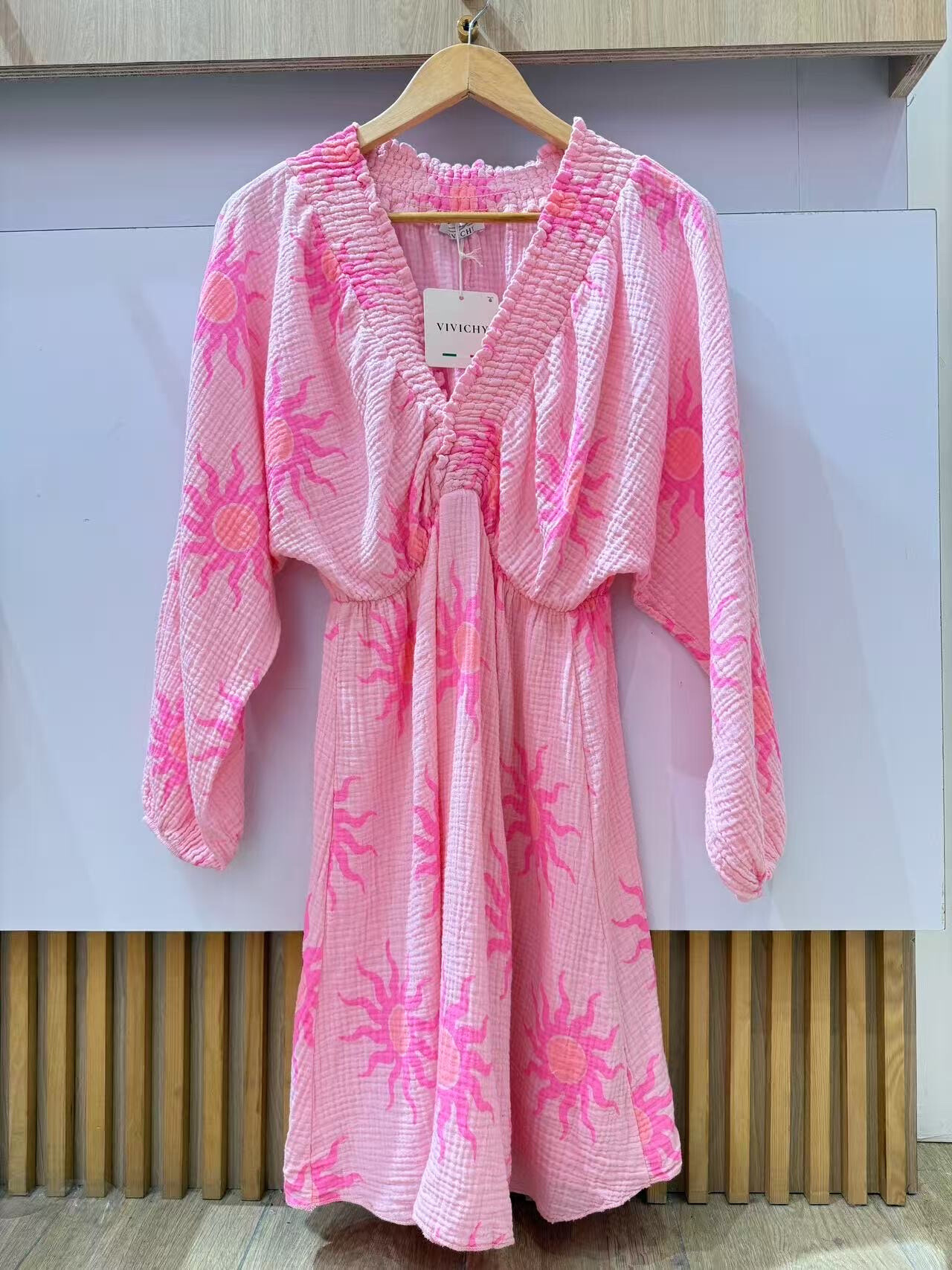 Wholesaler VIVICHY - Solar printed cotton gauze dress