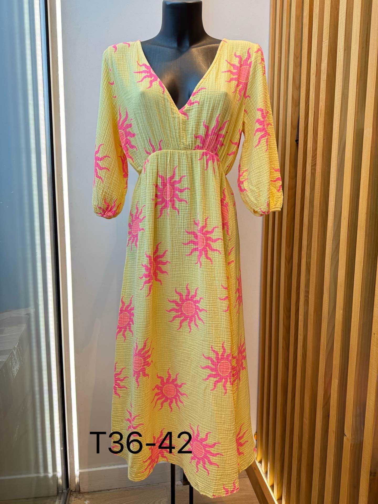 Wholesaler VIVICHY - Long dress cotton gauze solar prints