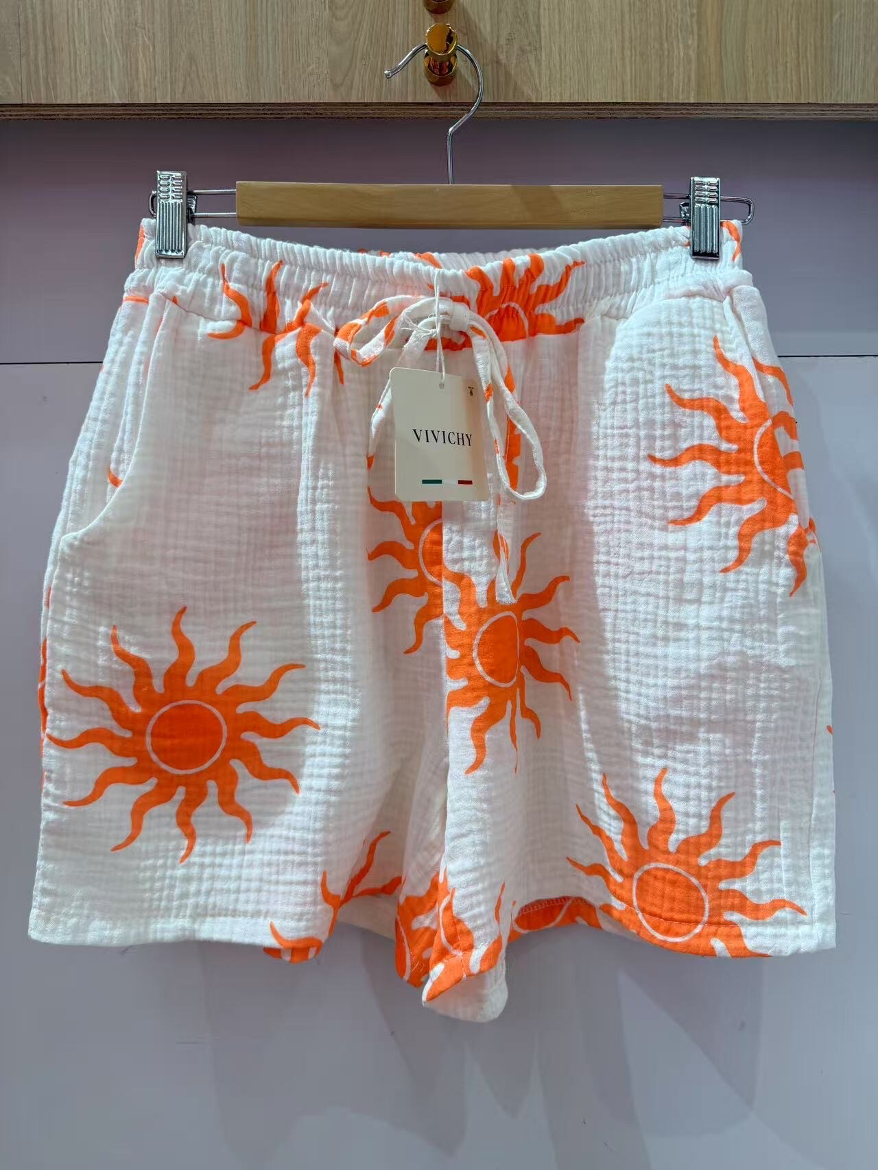 Wholesaler VIVICHY - Cotton shorts with soleil printed pockets