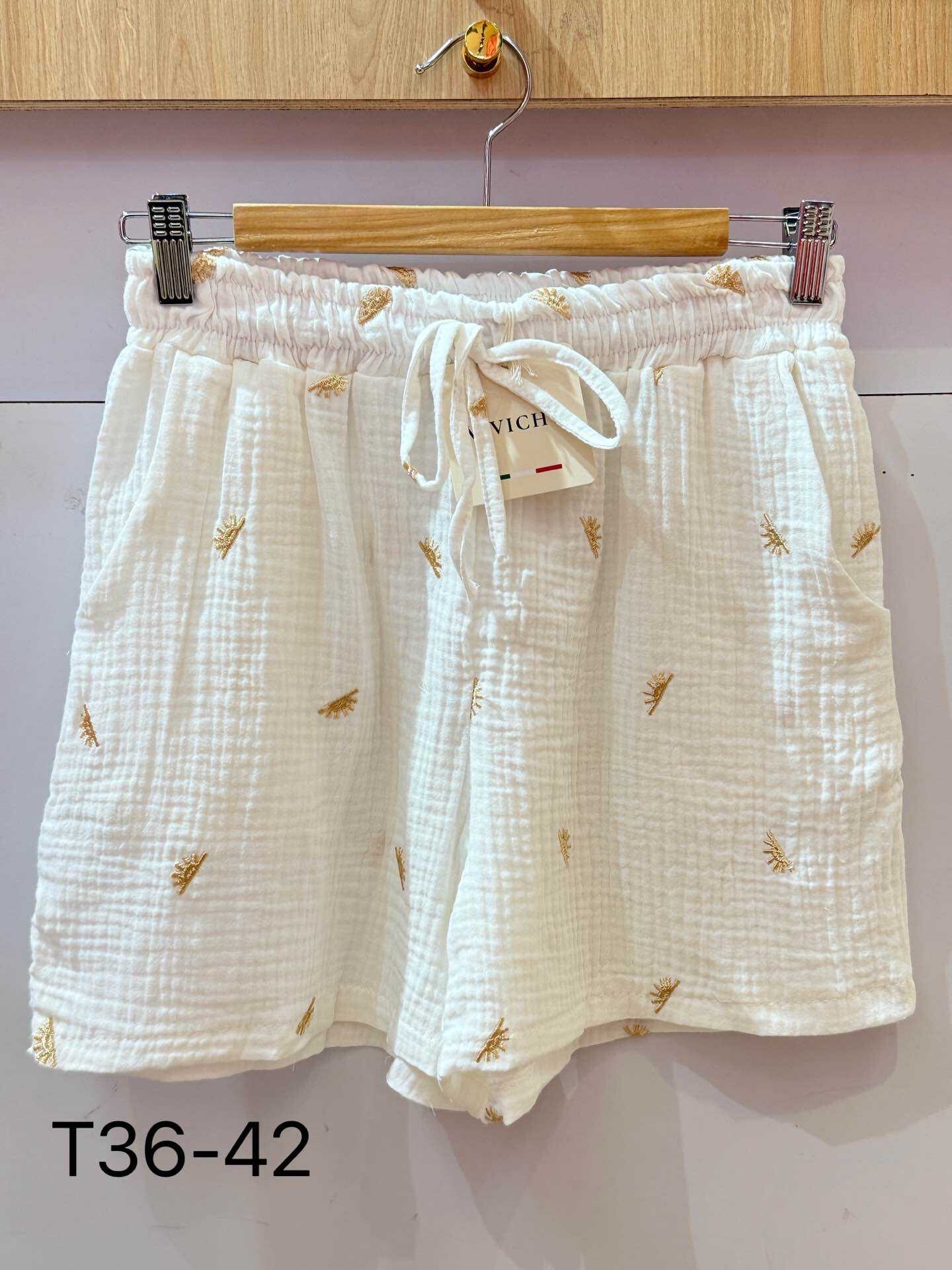 Grossiste VIVICHY - Short Gaze De Coton Brodé Avec Motifs Soleils