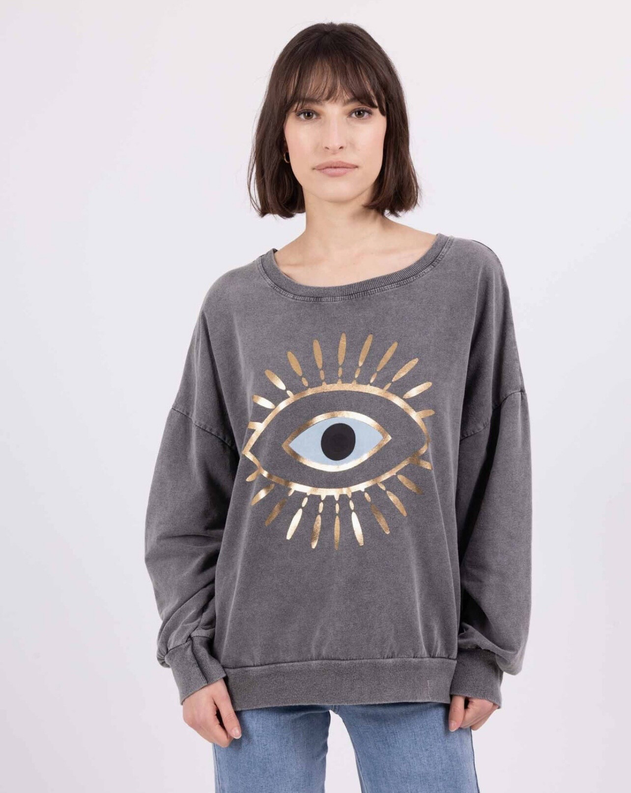 Wholesaler VIVICHY - Flaged color sweatshirt with print the eye