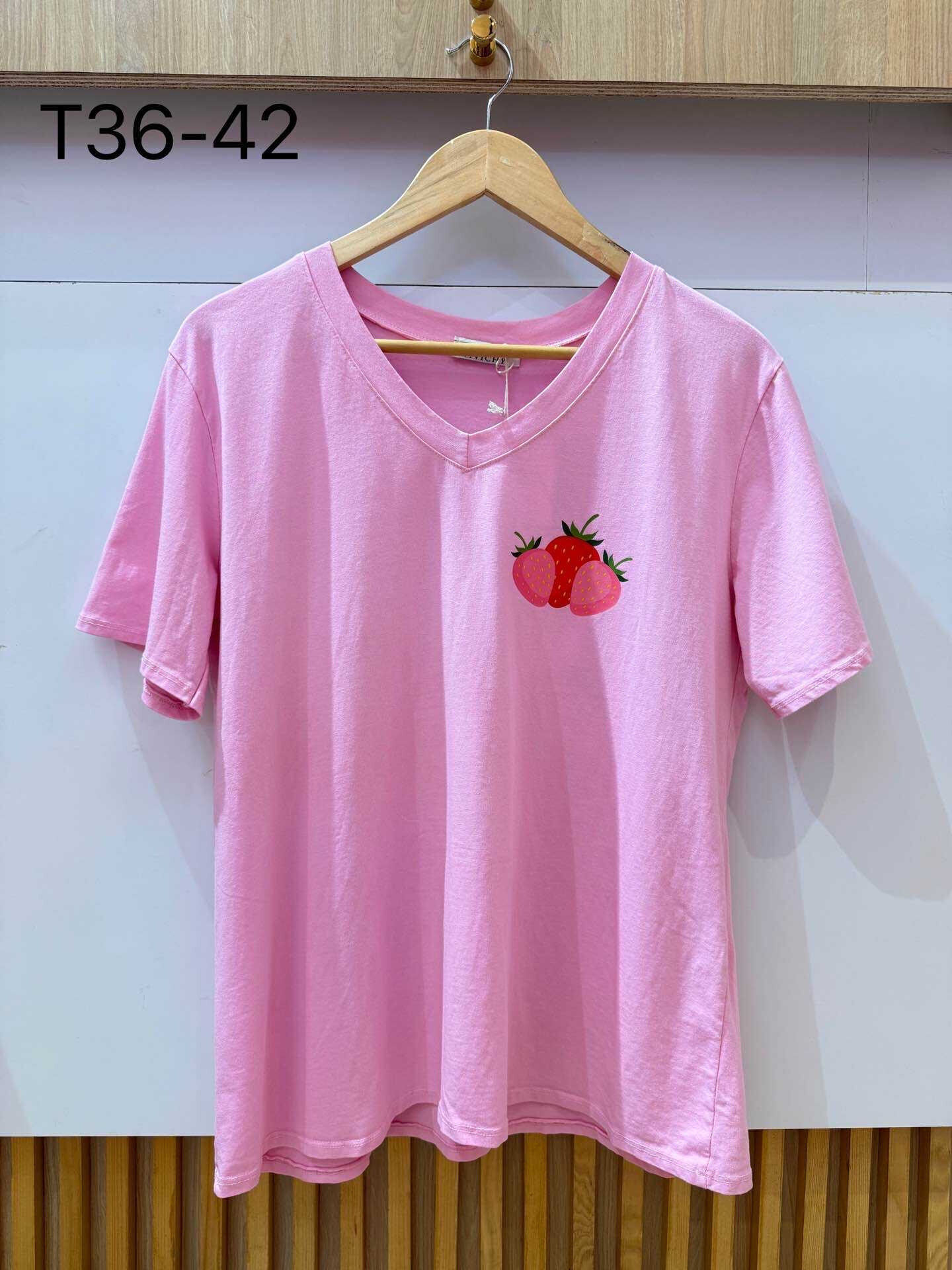 Wholesaler VIVICHY - Strawberry print v t-shirt