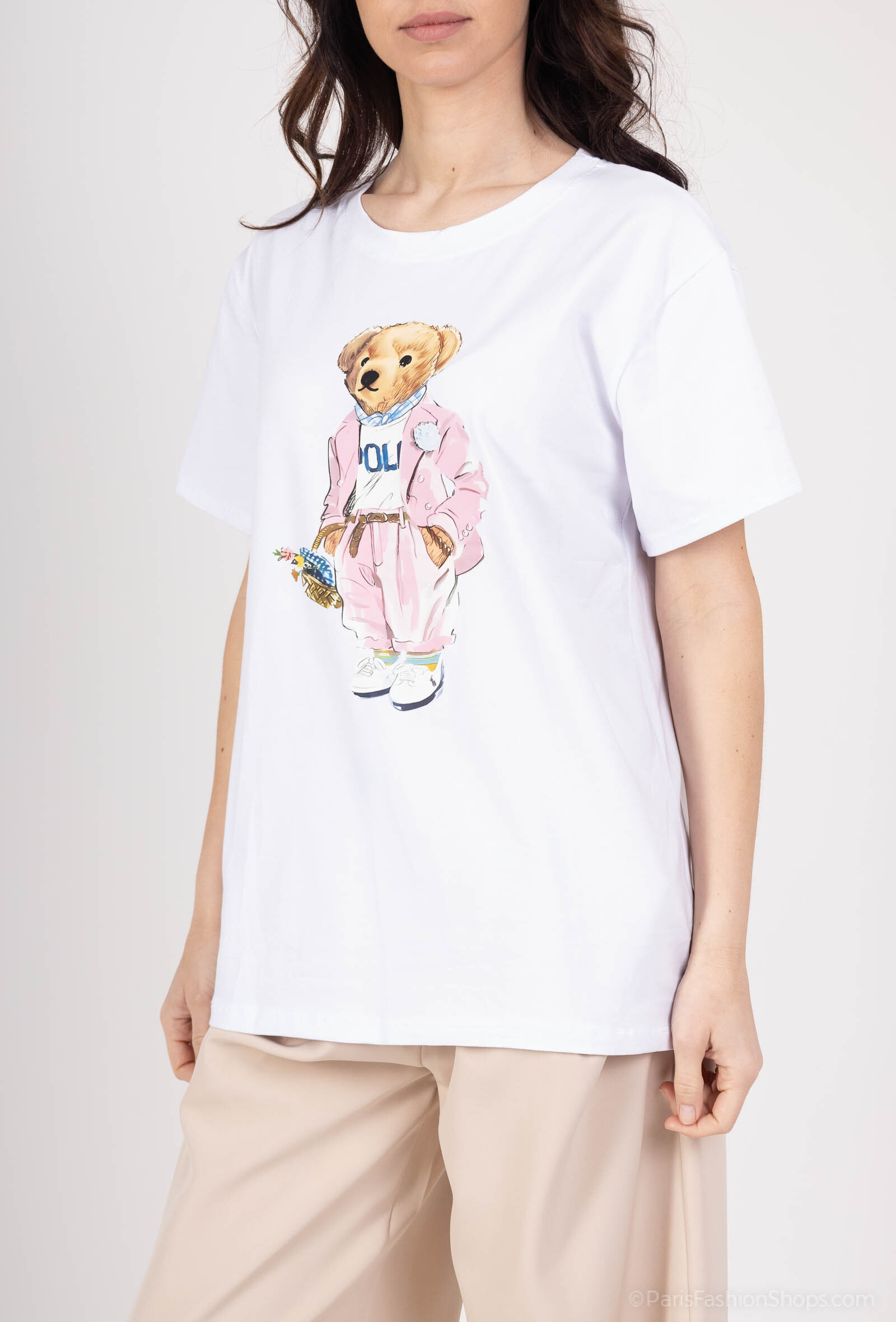 Mayorista VIVICHY - Camiseta grande con cuello en V, con estampado