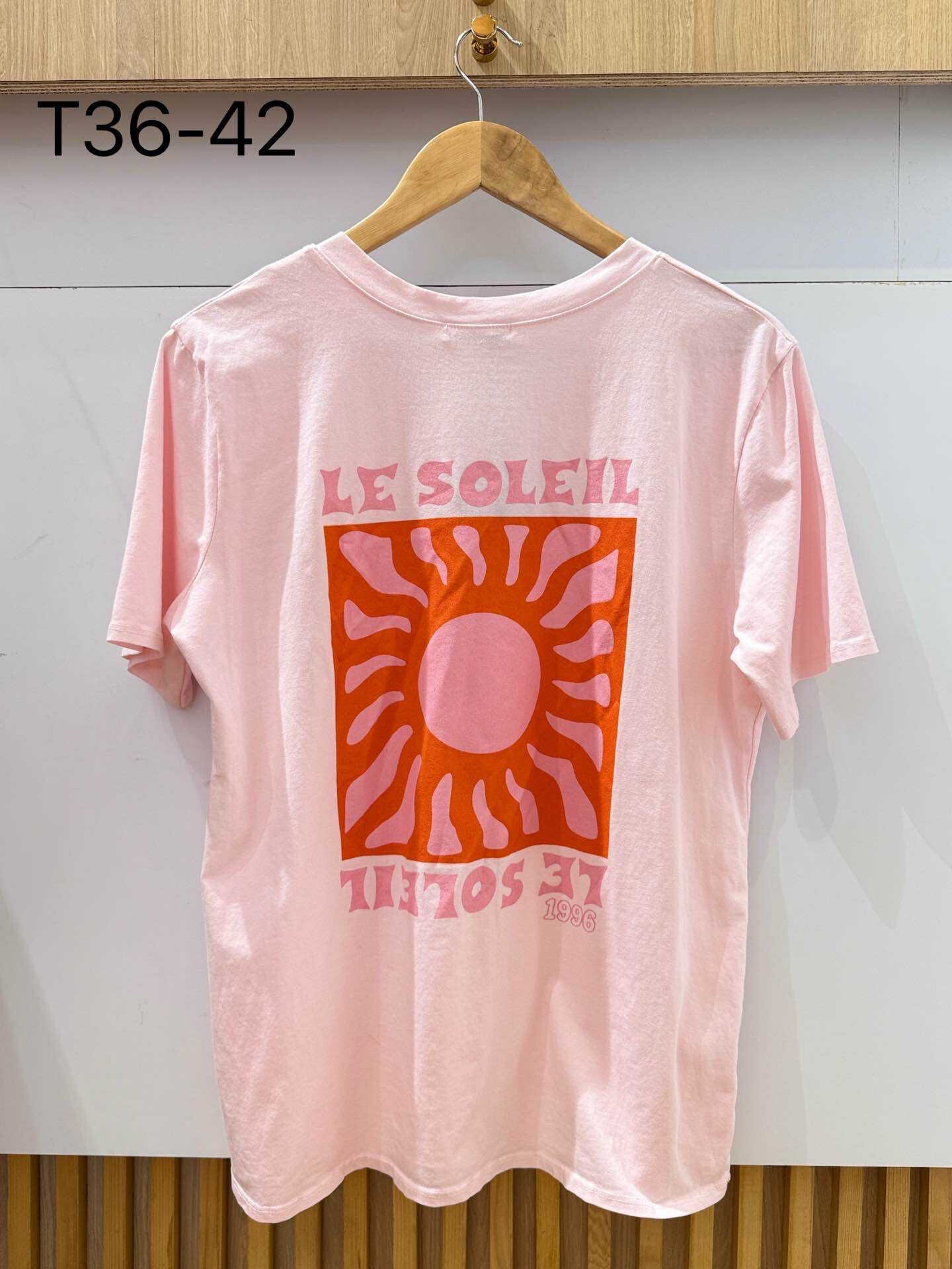 Mayorista VIVICHY - Camiseta con cuello en V con estampado el sol