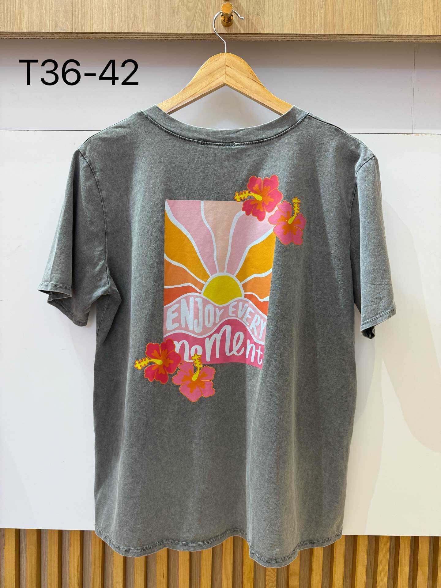 Mayorista VIVICHY - Camiseta desvaída con estampado de camiseta cansada con estampado