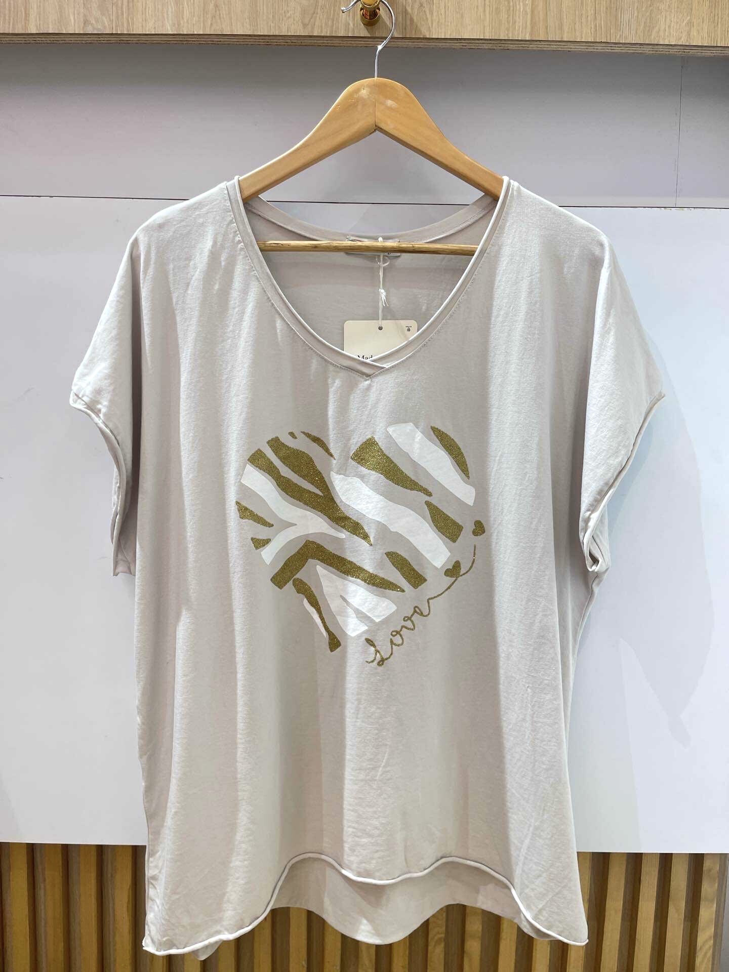 Mayorista VIVICHY - Camiseta con cuello en V, estampado de corazón