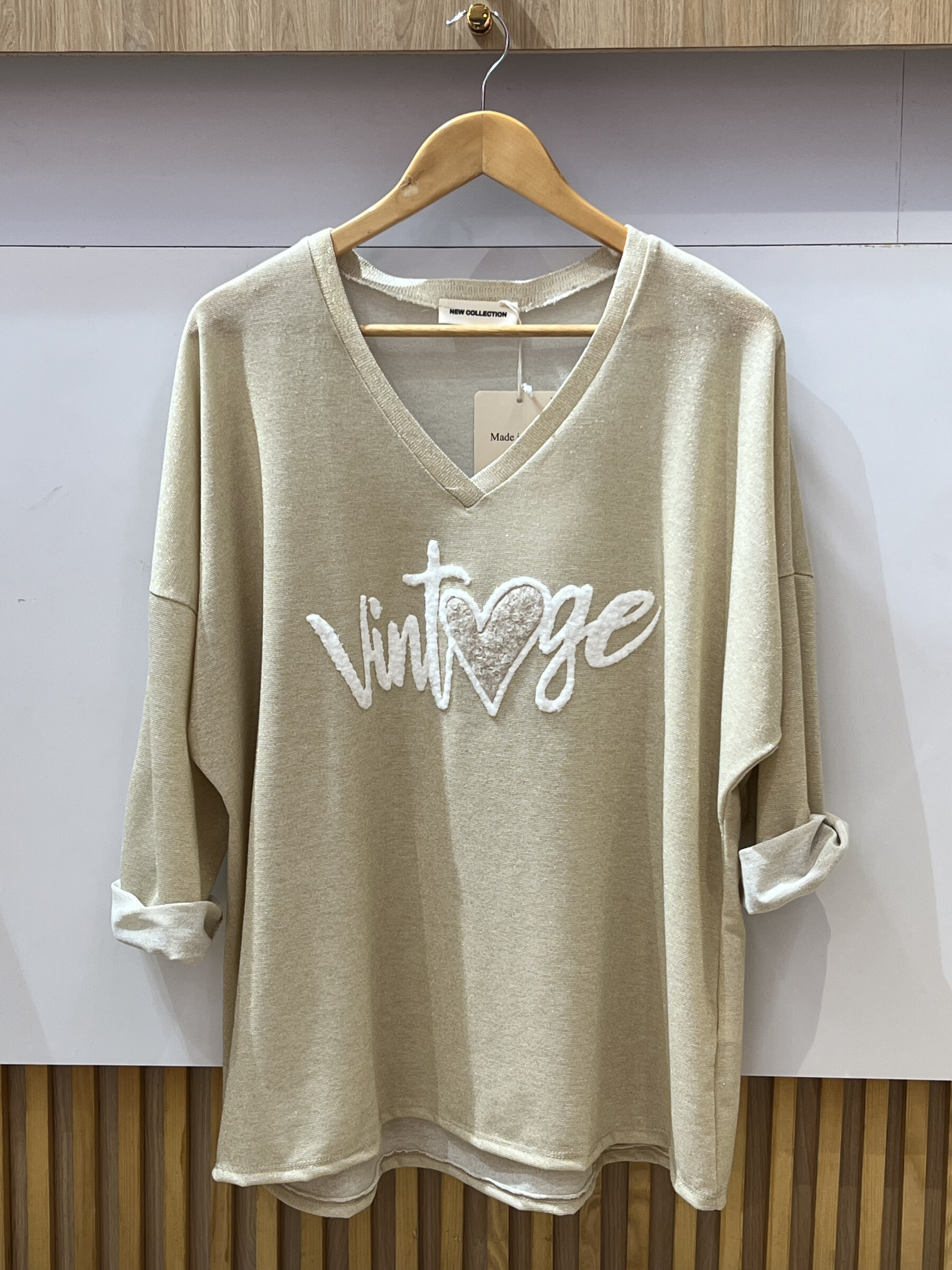 Mayorista VIVICHY - Camiseta de tela dorada con estampado Vintage