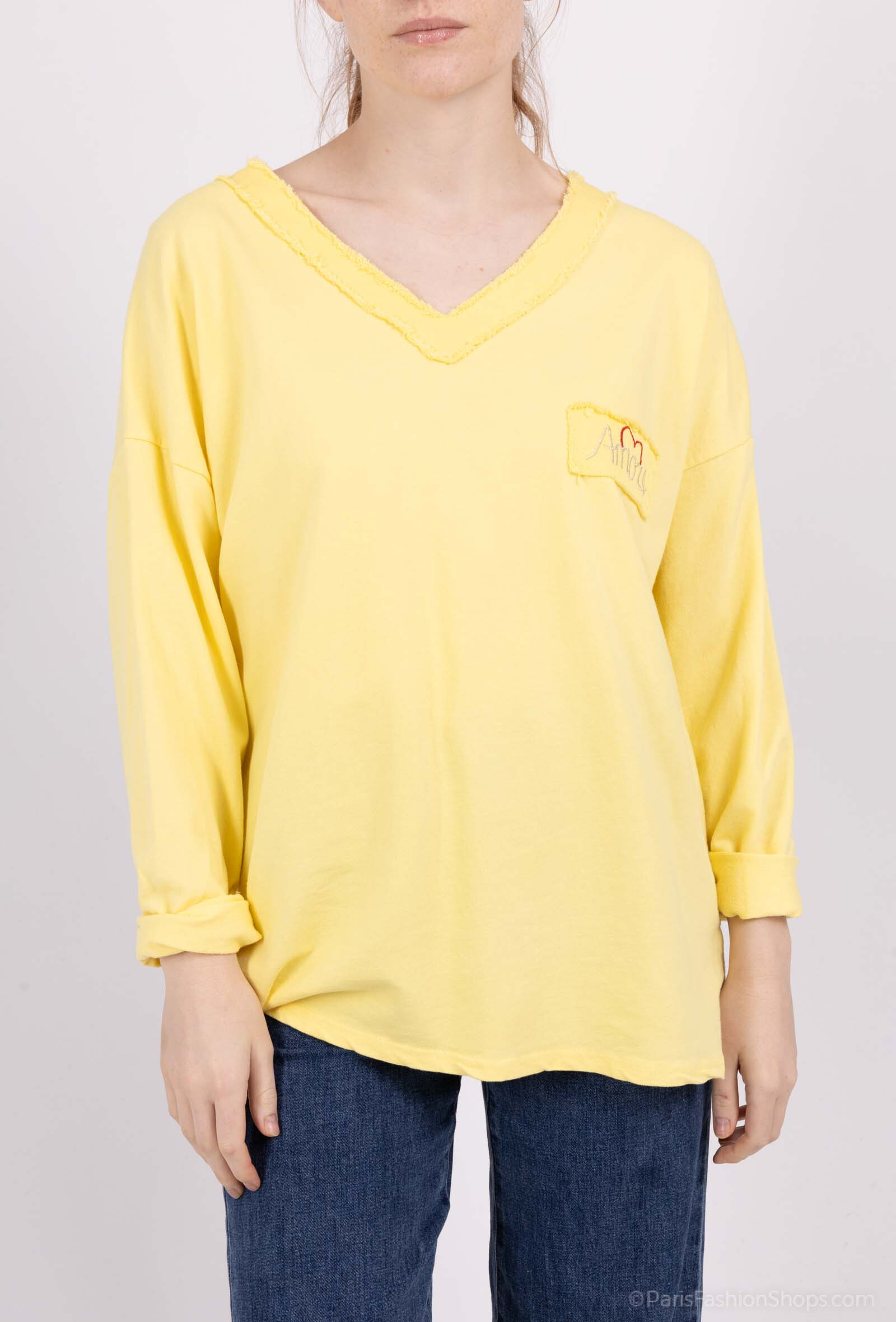Mayorista VIVICHY - Camiseta con cuello en V, estampado Love