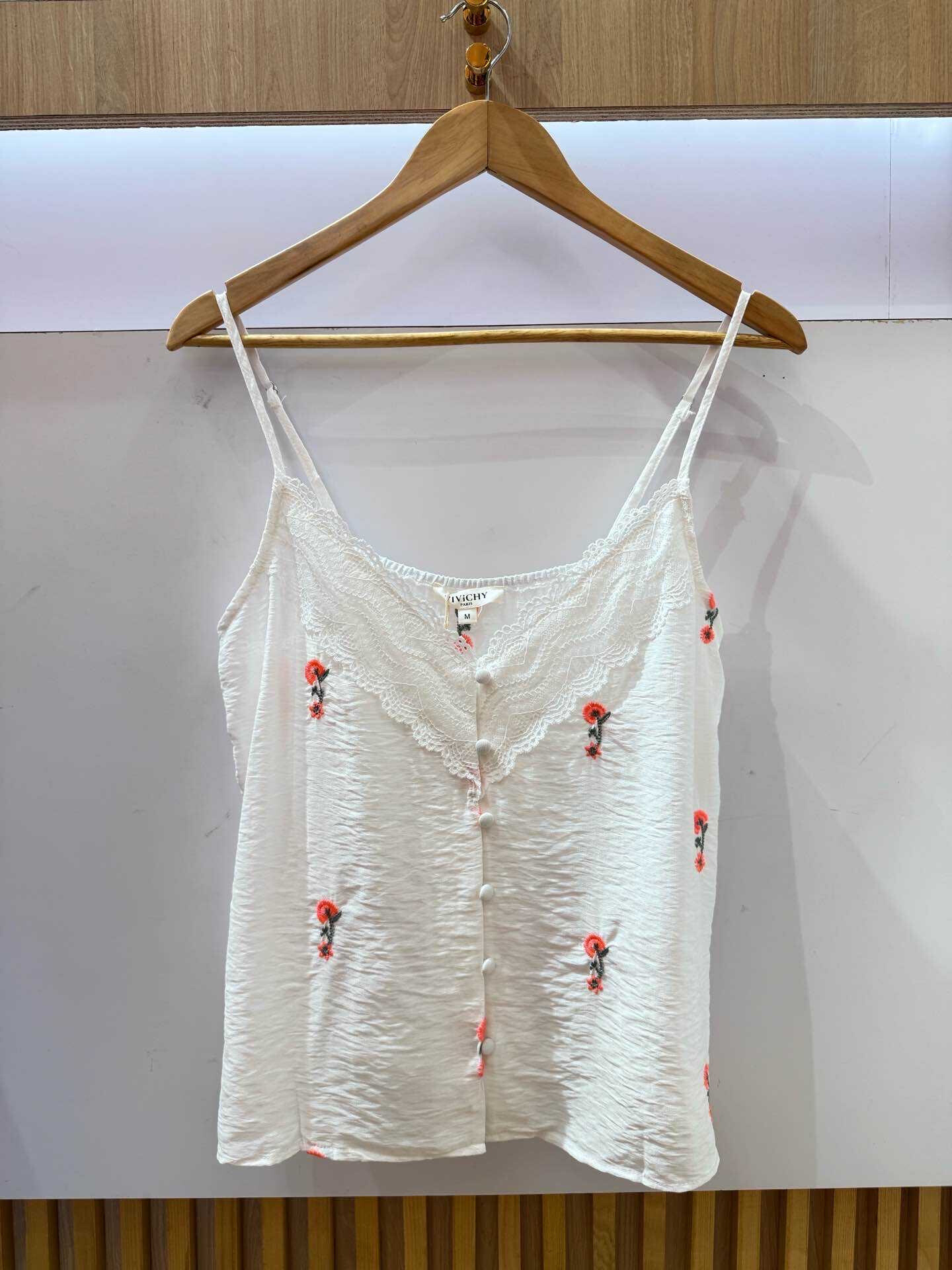Wholesaler VIVICHY - Top with Fluo Flowers Embroidery