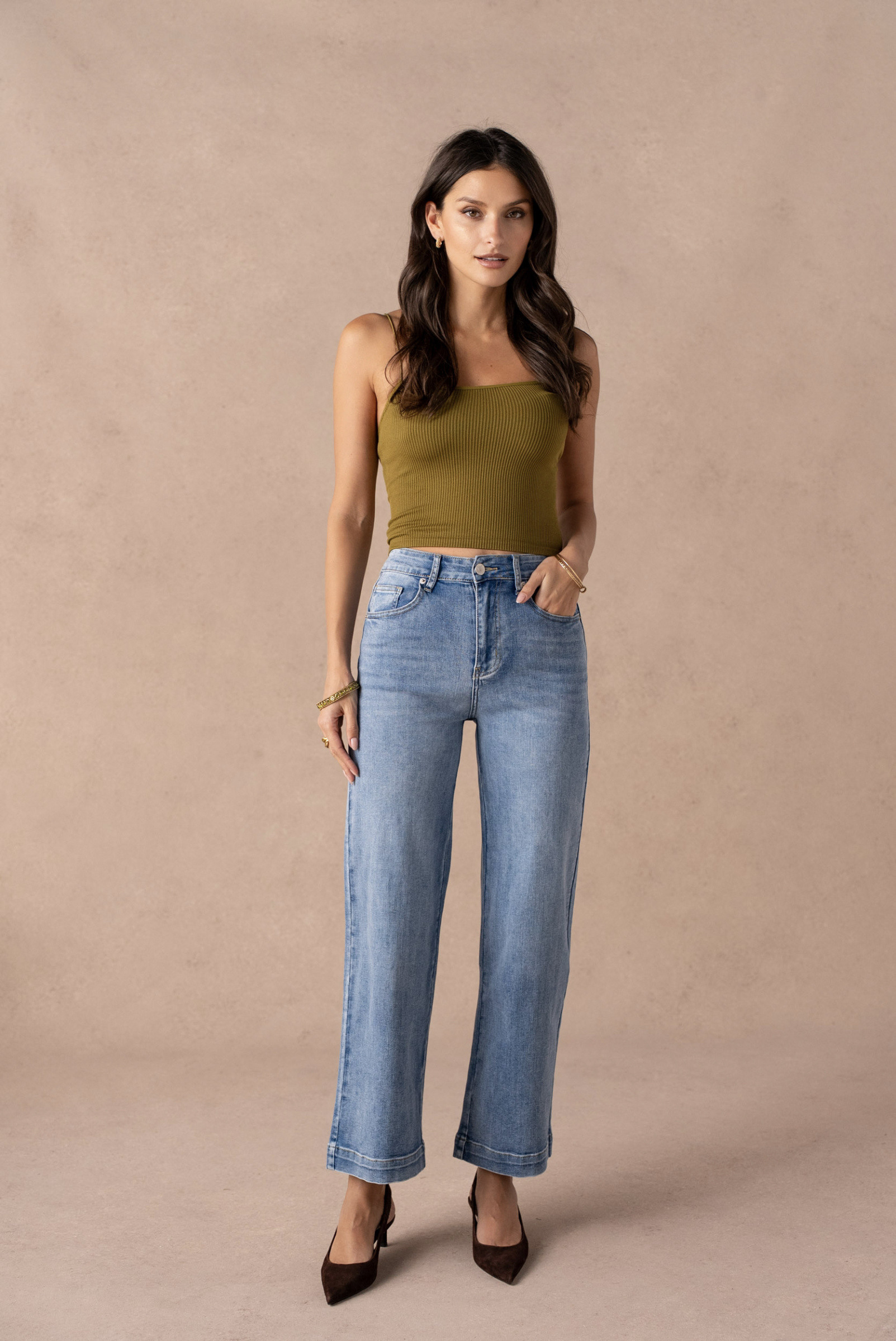 Wholesaler VIVID - Wide leg jeans with hem detail
