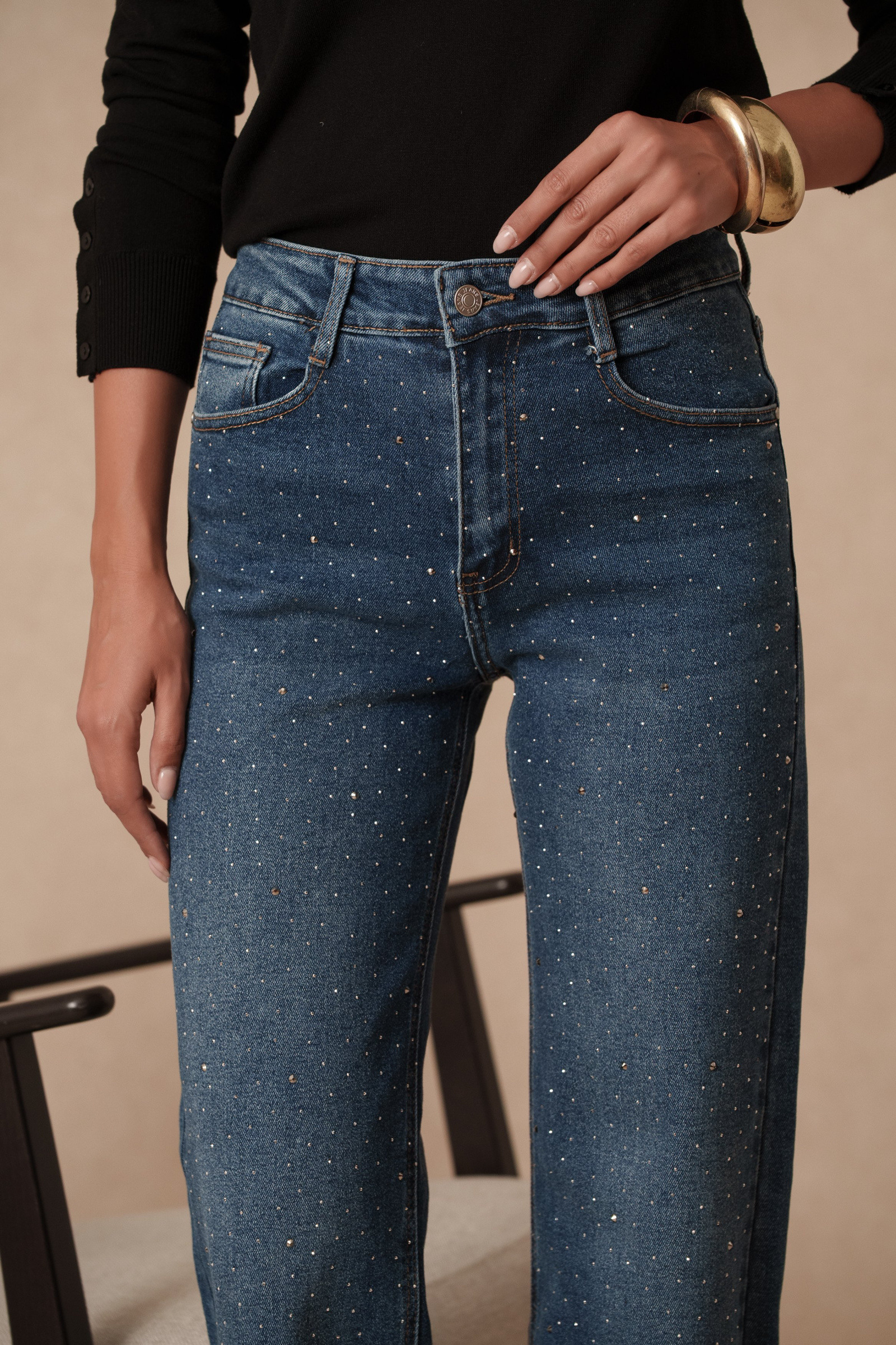 Grossiste VIVID - Jean large à strass