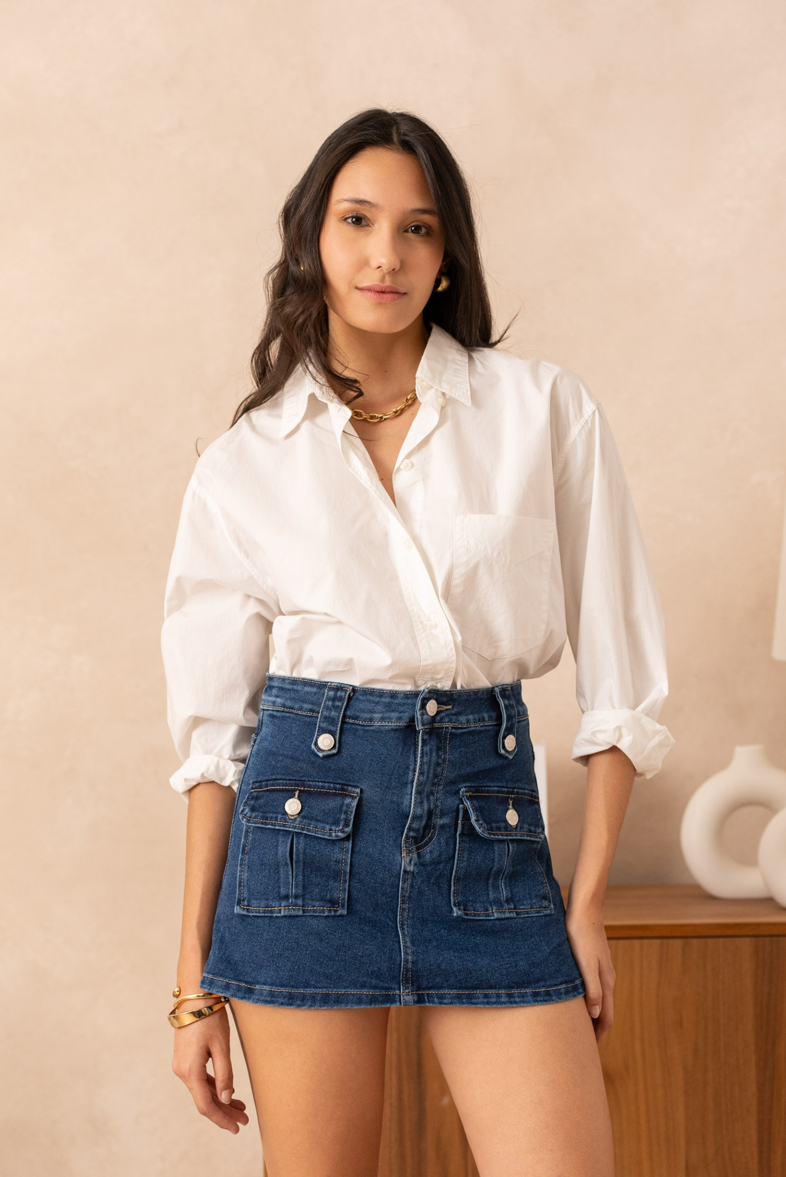Grossista VIVID - Gonna pantalone cargo in denim