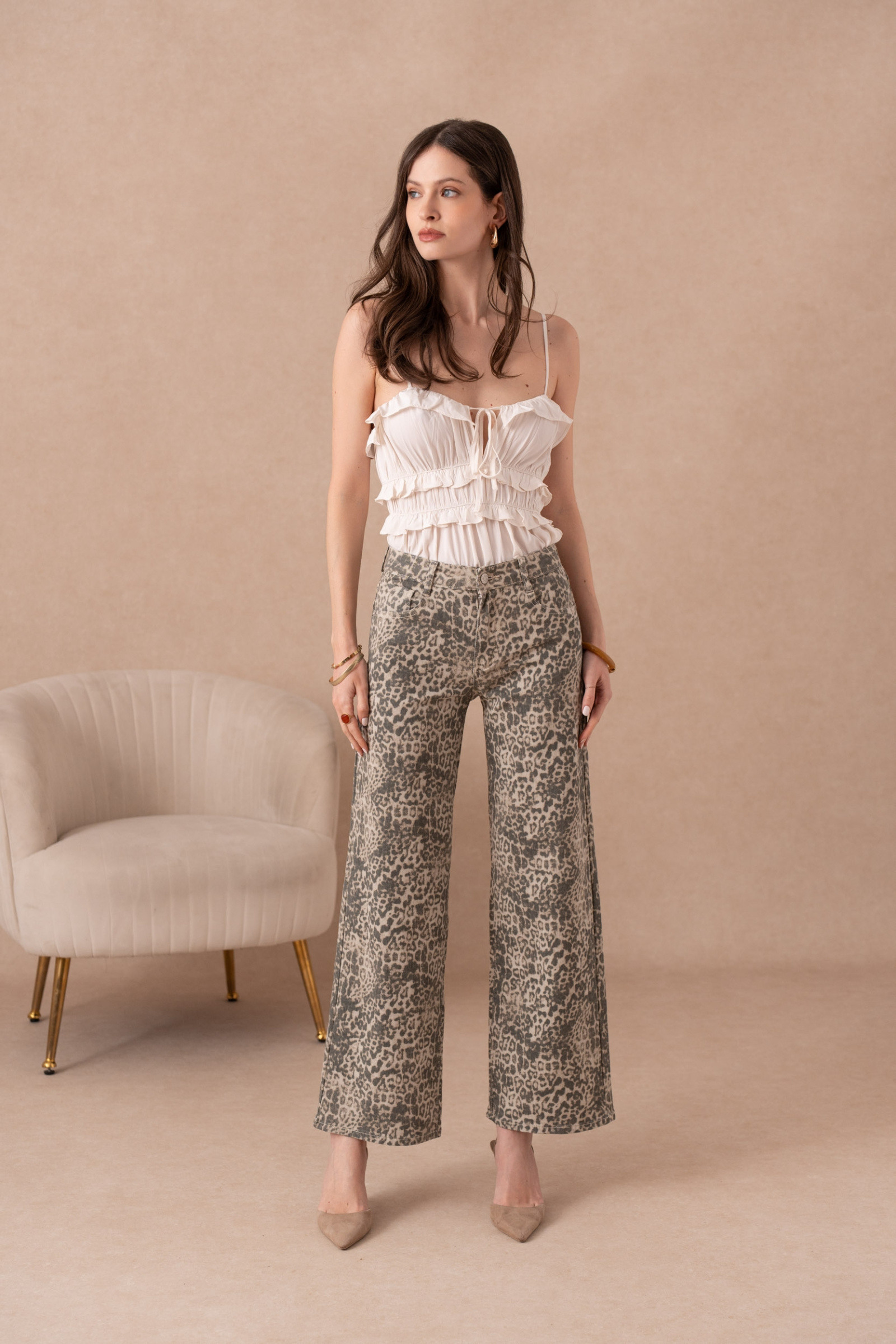 Wholesaler VIVID - Leopard wide leg jeans
