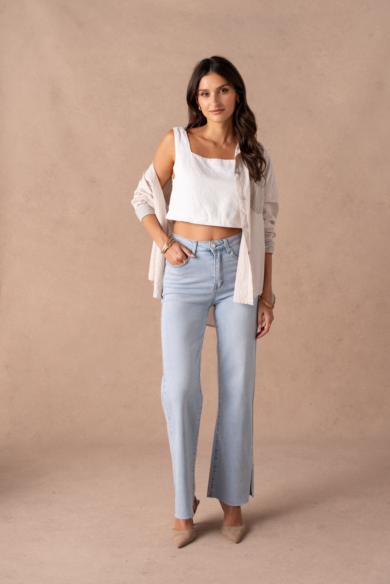 Grossiste VIVID - Jean wide leg fendu