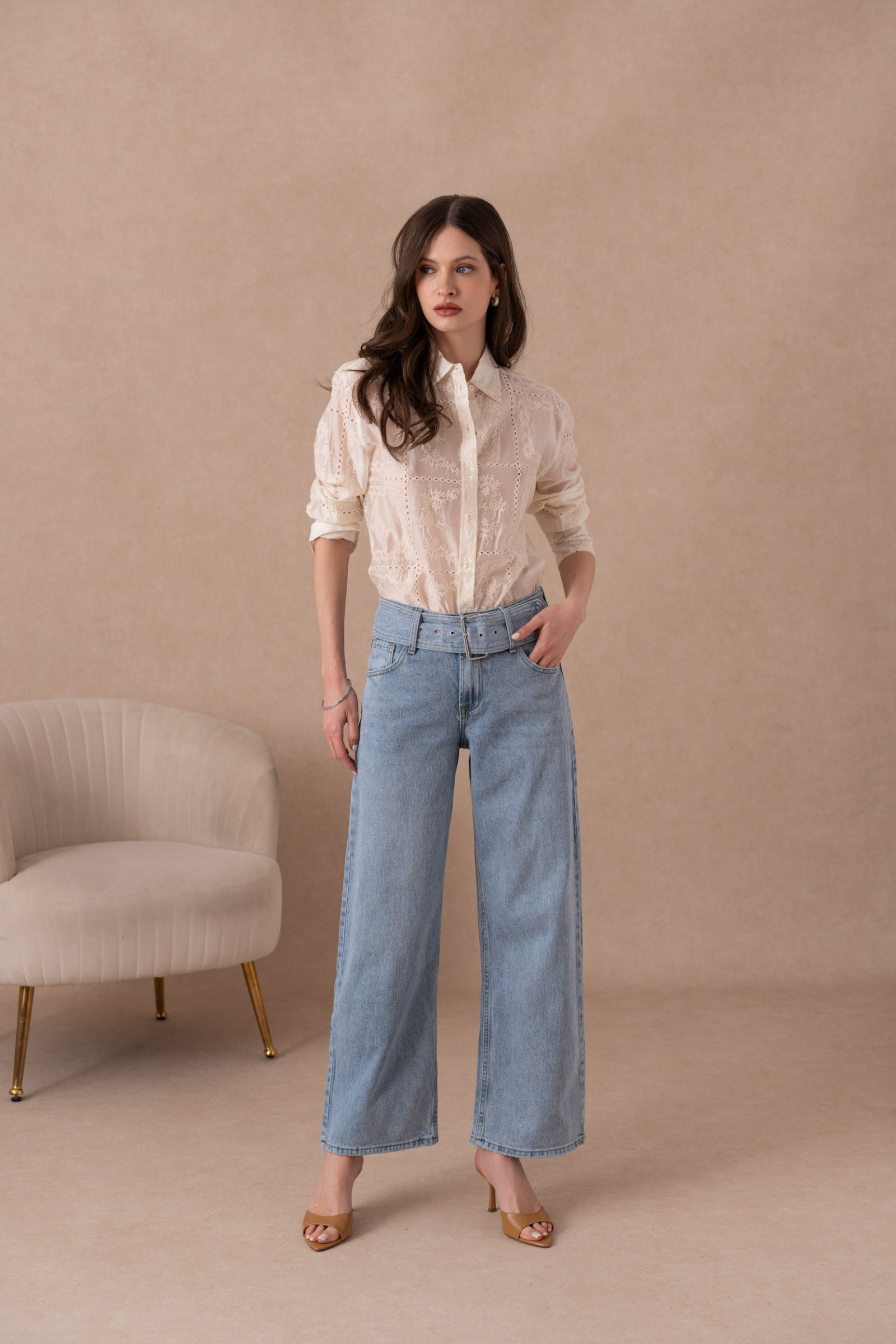 Wholesaler VIVID - Wide-leg jeans with belt