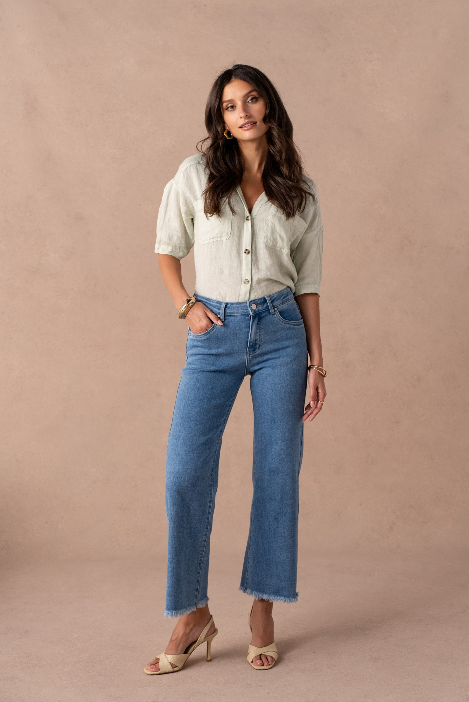 Grossista VIVID - Jeans a gamba larga con frange