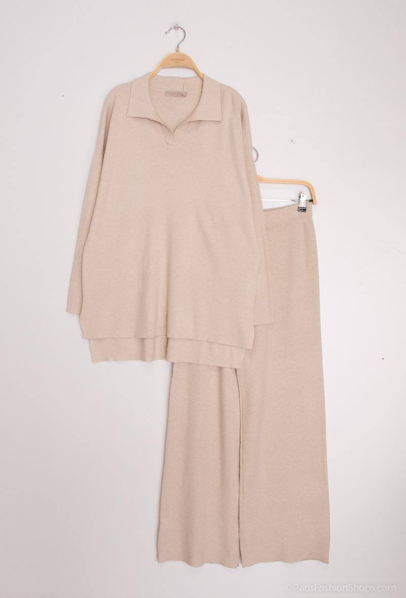Wholesaler Voyelles - Polo collar knit set