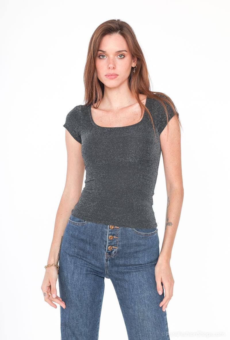 Wholesaler Voyelles - Sequin square neck top