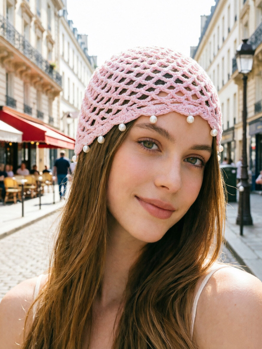 Wholesaler VS PLUS - Cotton crochet beanie with sequins and beads
