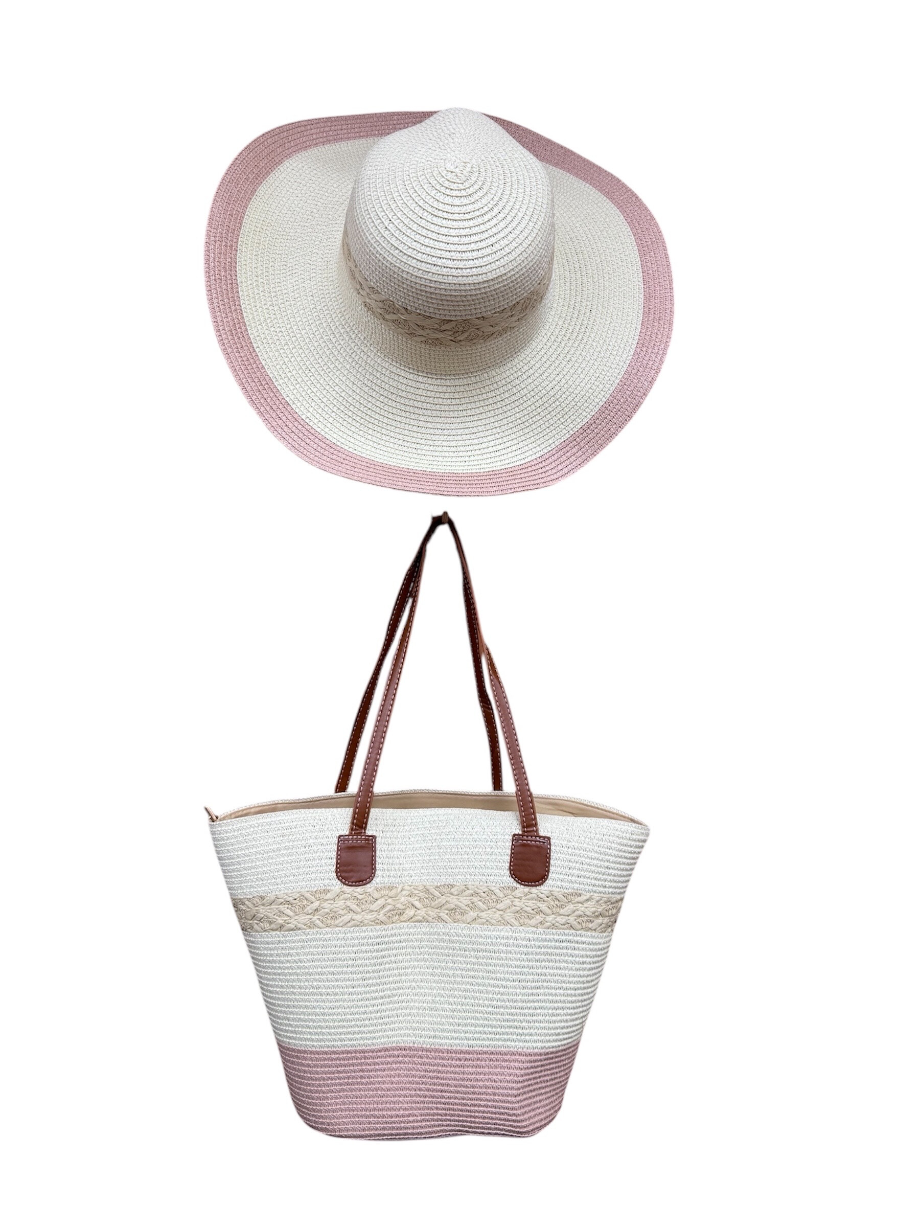 Wholesaler VS PLUS - Hat and summer beacon bag of the Bicolor beach in paper straw