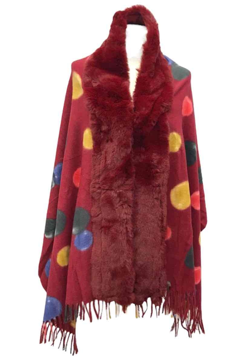 Wholesaler VS PLUS - Polka dot print capes with faux fur