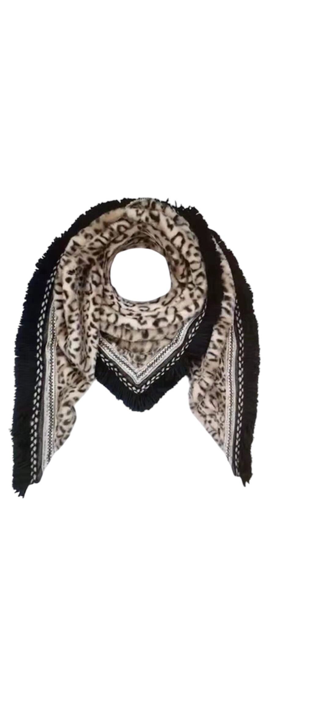 Wholesaler VS PLUS - Extra-large Grand Triangle Scarf (poncho) in leopard print faux fur