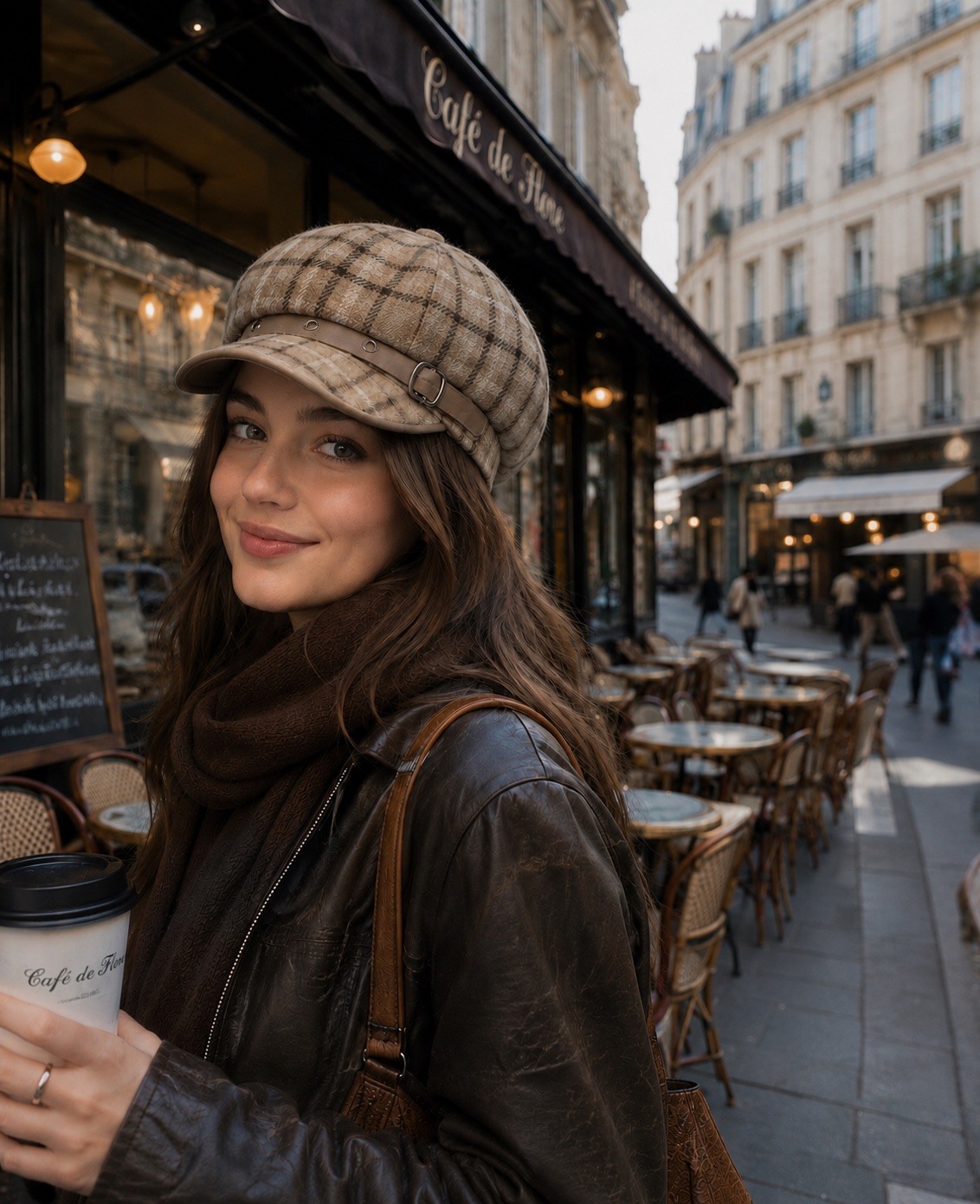 Grossista VS PLUS - Cappello da giornalista chic ed elegante a quadri – Stile autunno-inverno