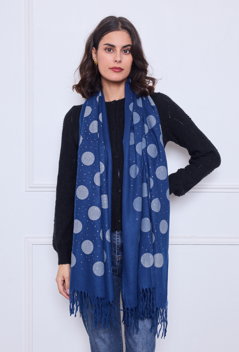 Wholesaler VS PLUS - Winter scarf printed with polka dot pattern and sequins