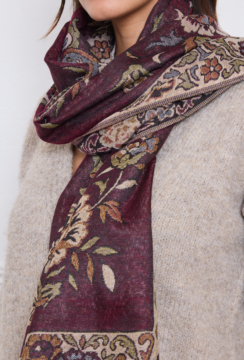 Foulard Pashmina Femme Paulo Due - Motif Floral Arc-en-Ciel - 100% Viscose - 180x70 Cm - Léger Avec Franges