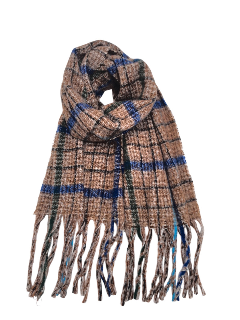 Wholesaler VS PLUS - Checkered Scarf With Large Fringes