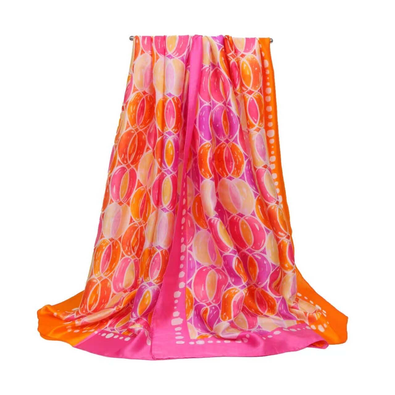 Wholesaler VS PLUS - Bicolored silky scarf printed geometric pattern