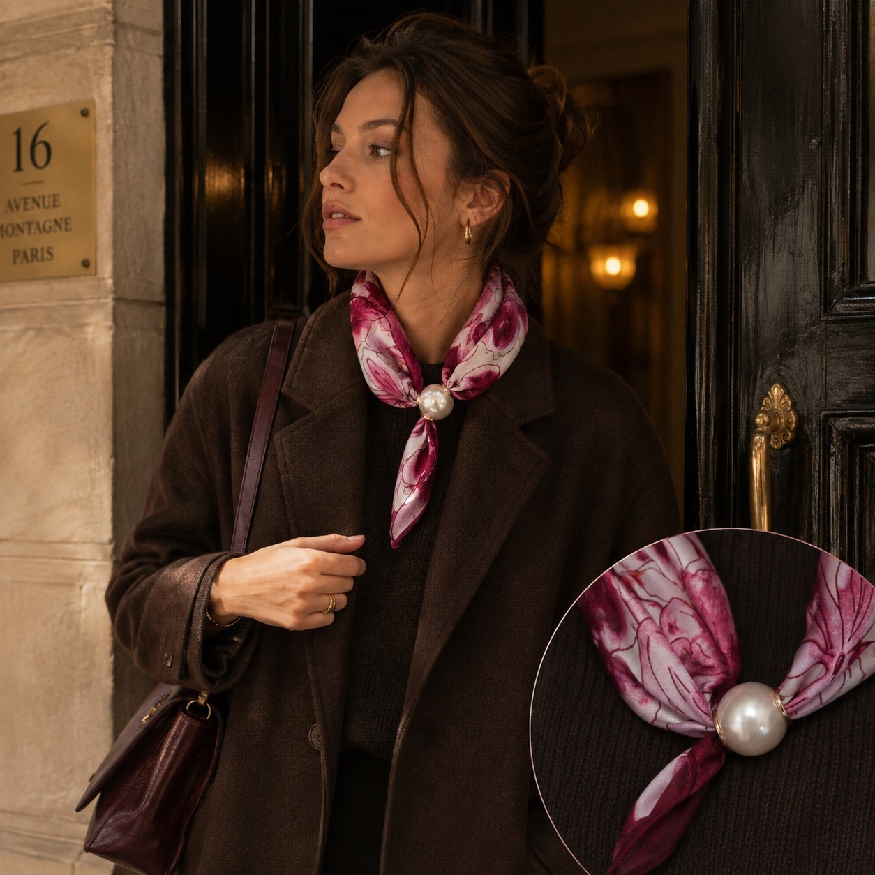 Grossiste VS PLUS - Foulard du cou aimanté automne à imprimé floral chic et élégant