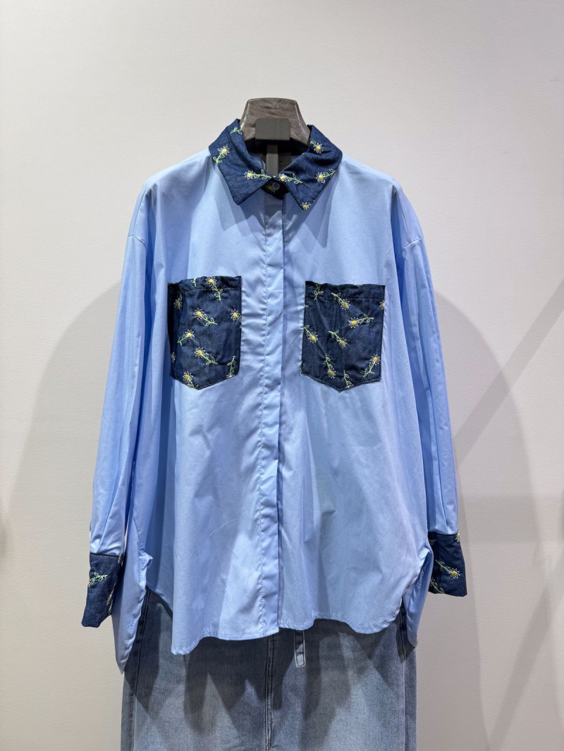 Wholesaler W Studio - Bi-Material Shirt Flower design