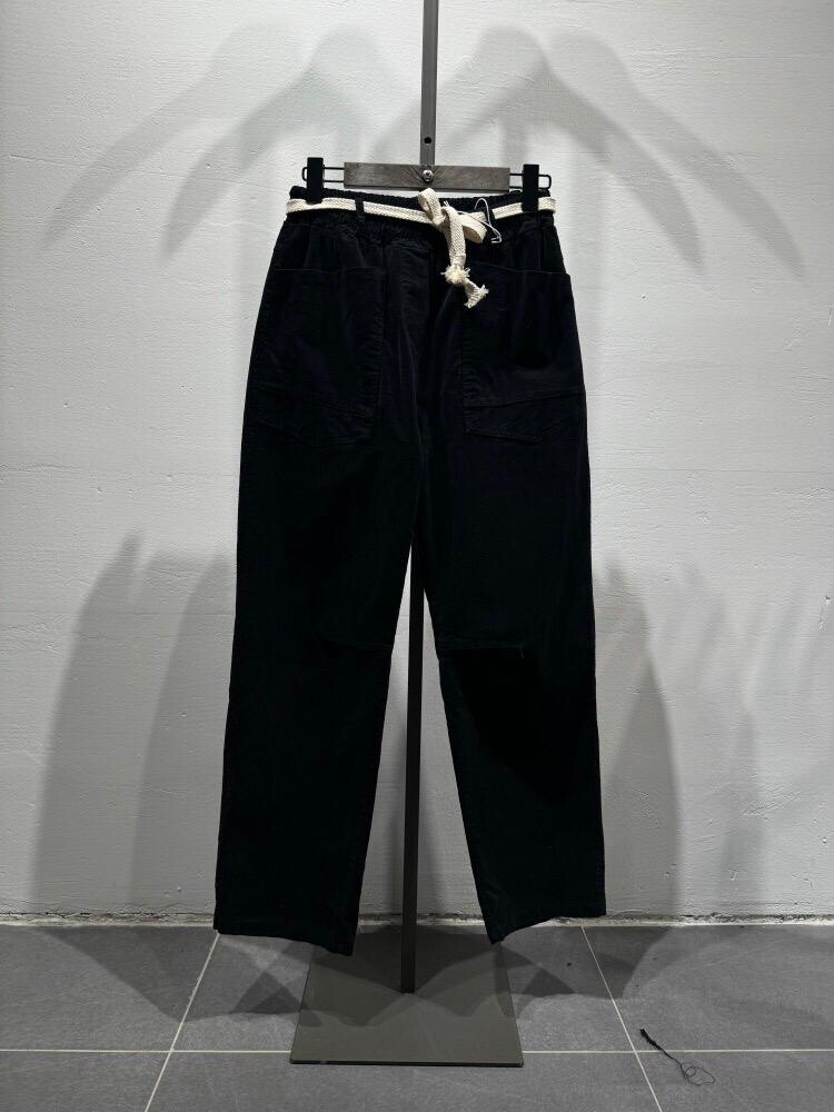 Wholesaler W Studio - Velvet Trousers with Belt and 2 Large Pockets