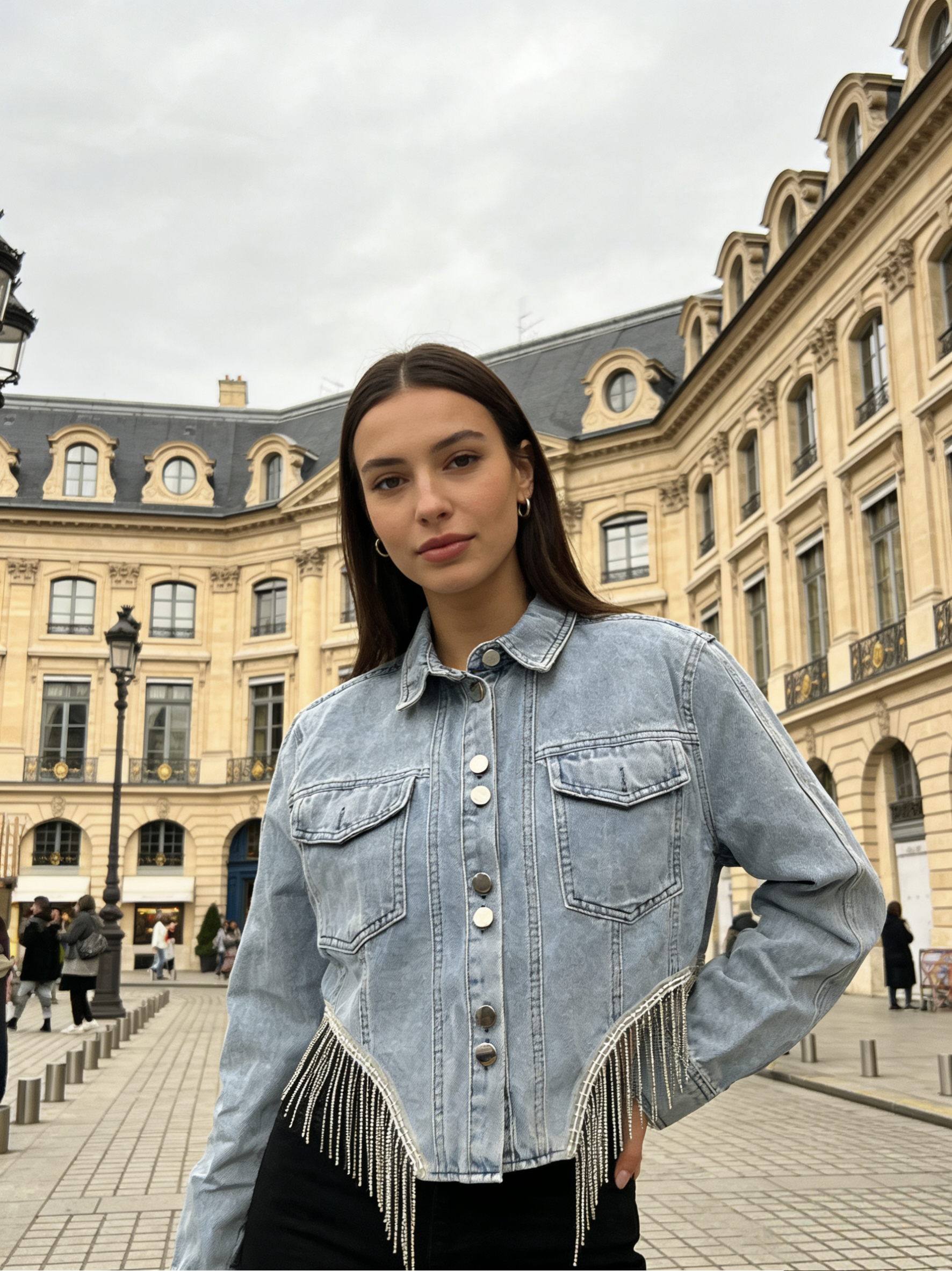 Grossista WAY MODE - Giacca di jeans corta con strass da donna