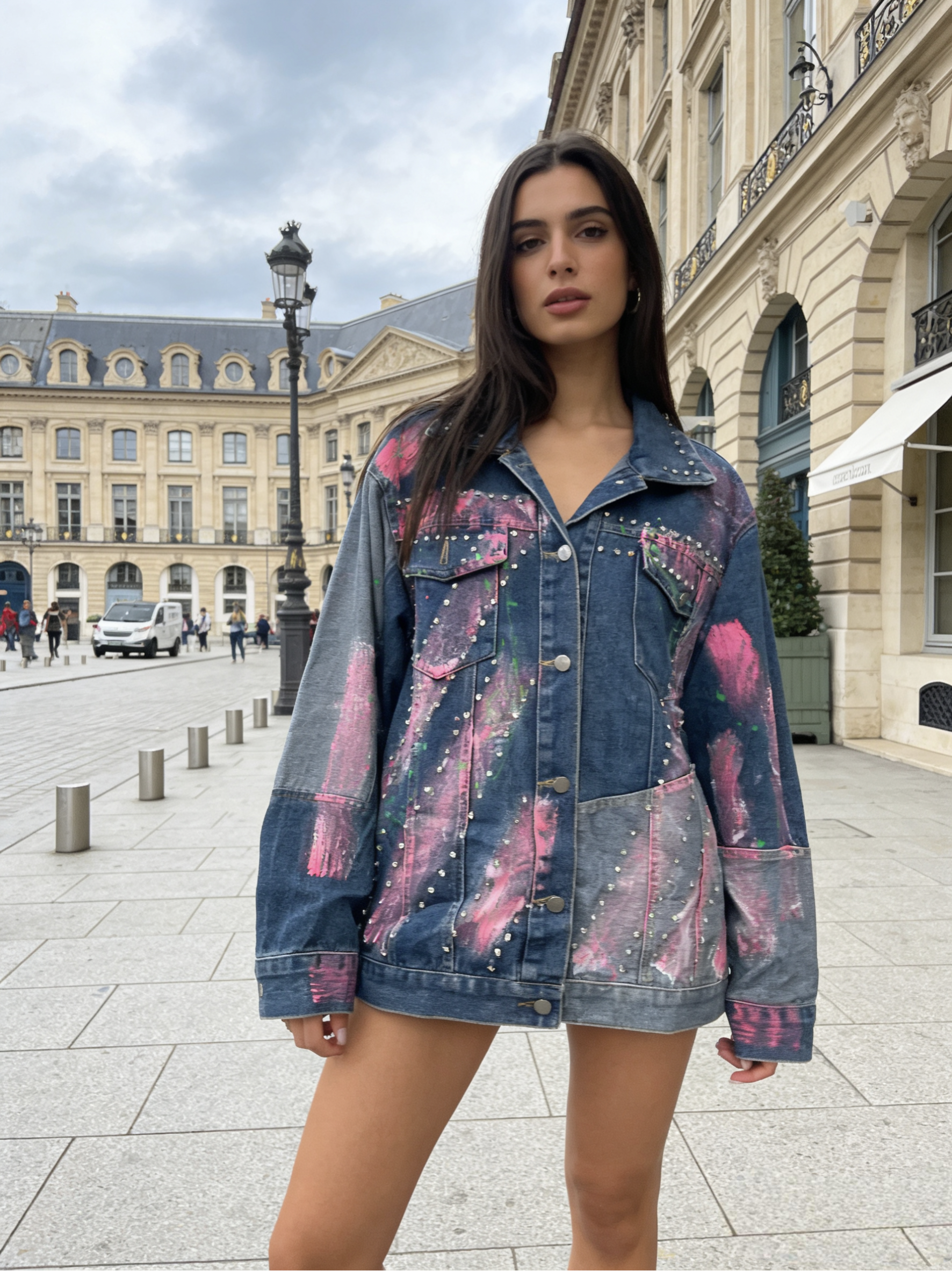 Grossiste WAY MODE - Veste en jean courte avec strass pour femme