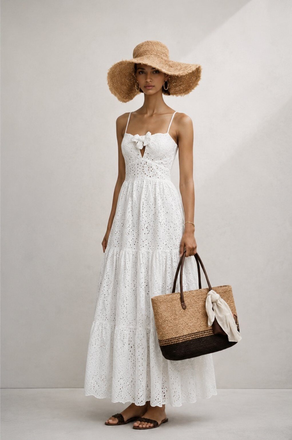 Grossiste WAY WAY SRL - ROBE LONGUE EN COTON BRODÉ