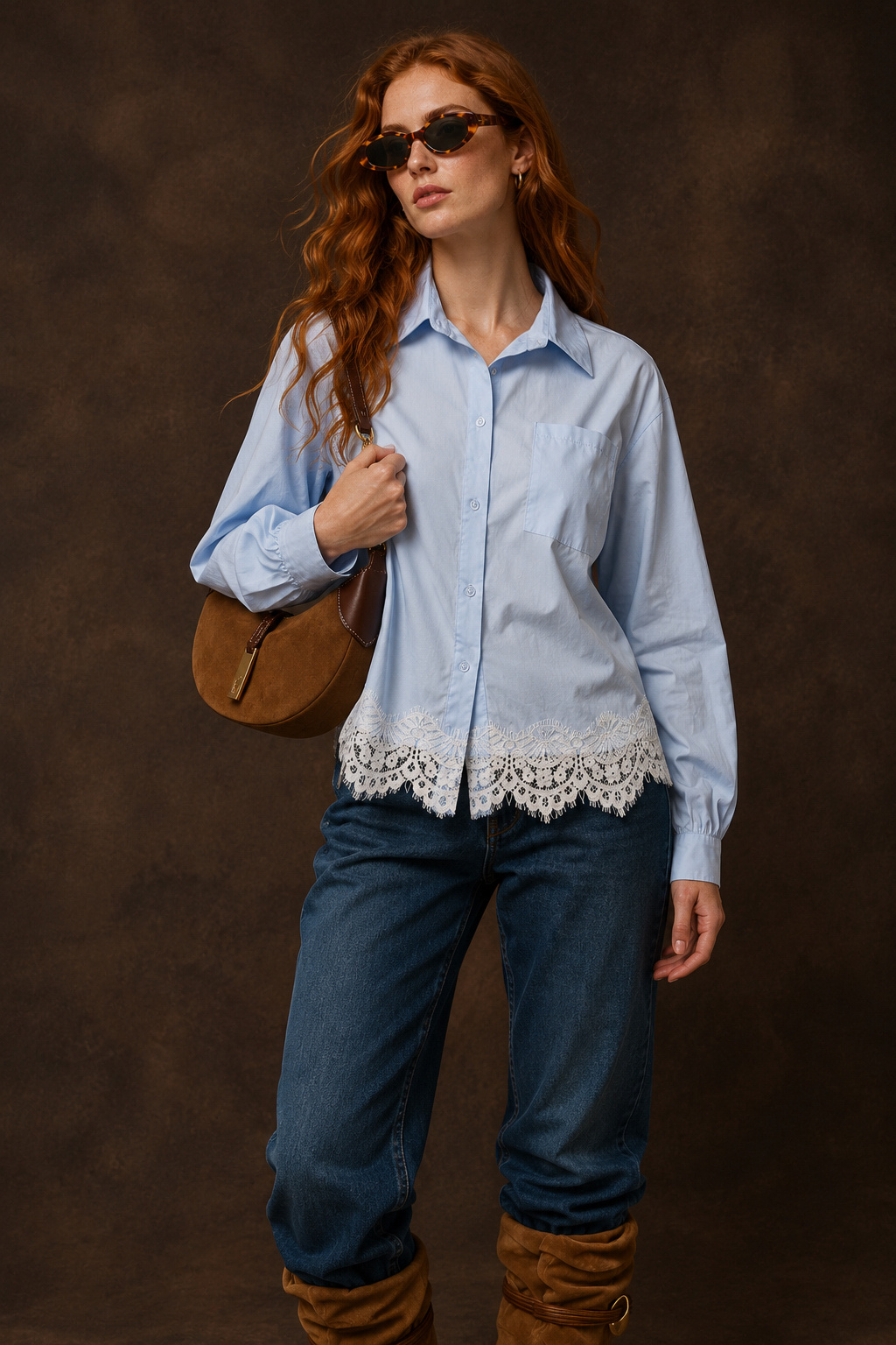 Wholesaler WAY WAY SRL - COTTON SHIRT WITH EYELET LACE