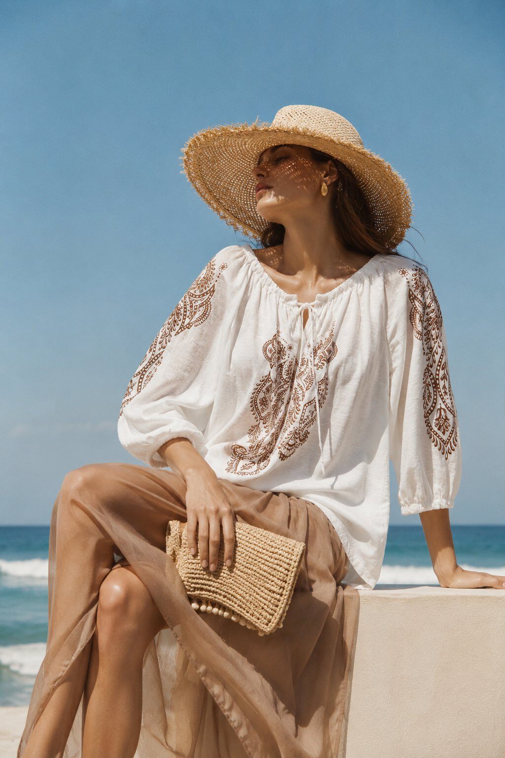 Mayorista WAY WAY SRL - Blusa con escote barco y estampado decorativo