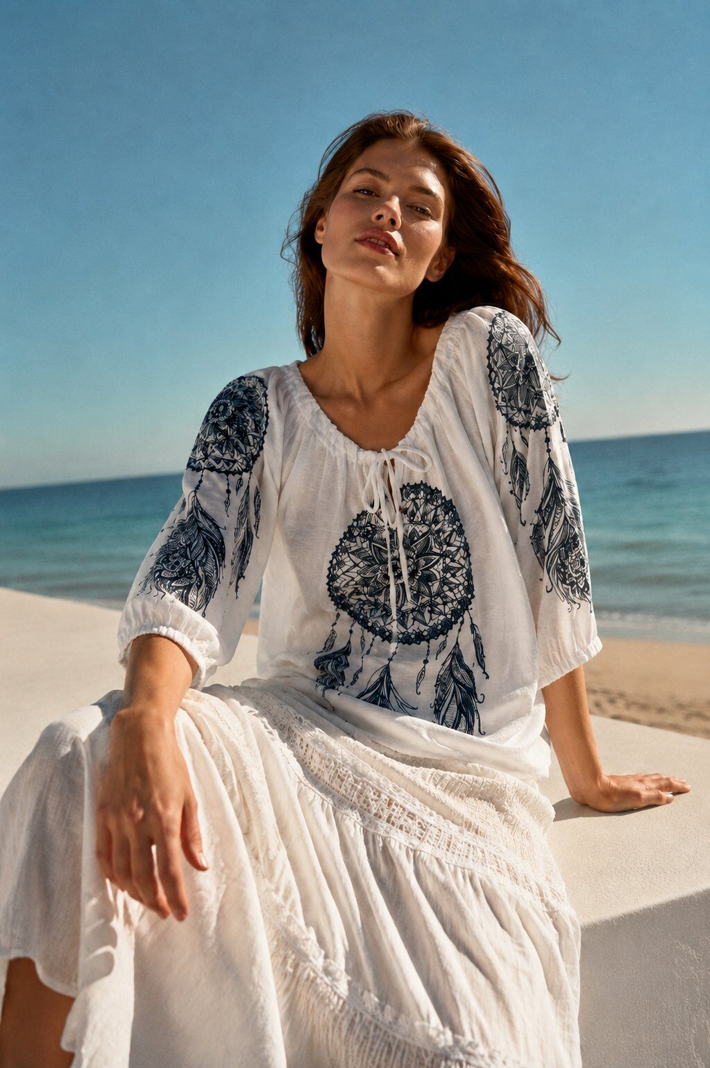 Wholesaler WAY WAY SRL - Boat neck blouse with decorative print