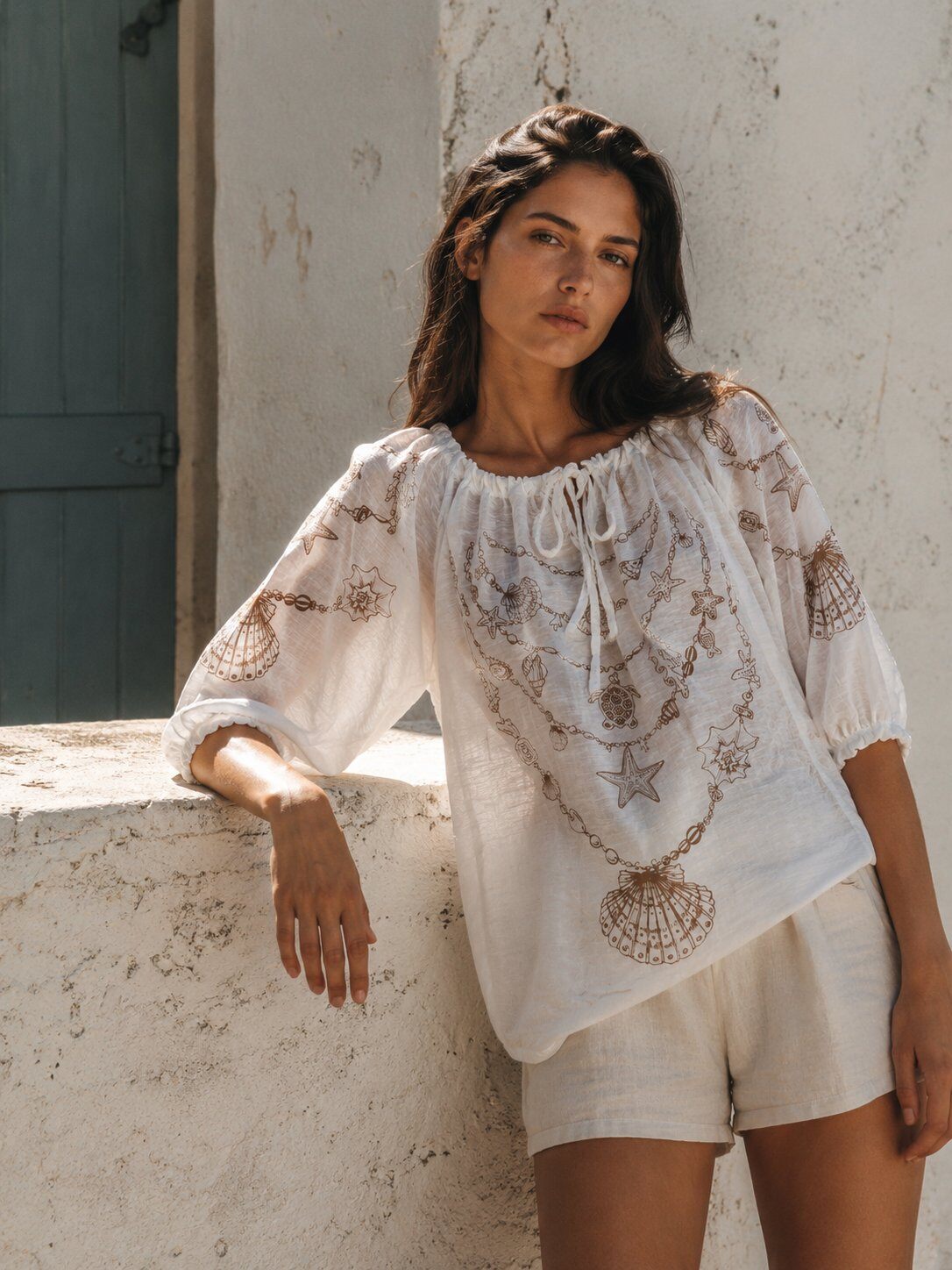 Mayorista WAY WAY SRL - BLUSA ESCOTE BARCO ESTAMPADO MARINO EN TENCEL