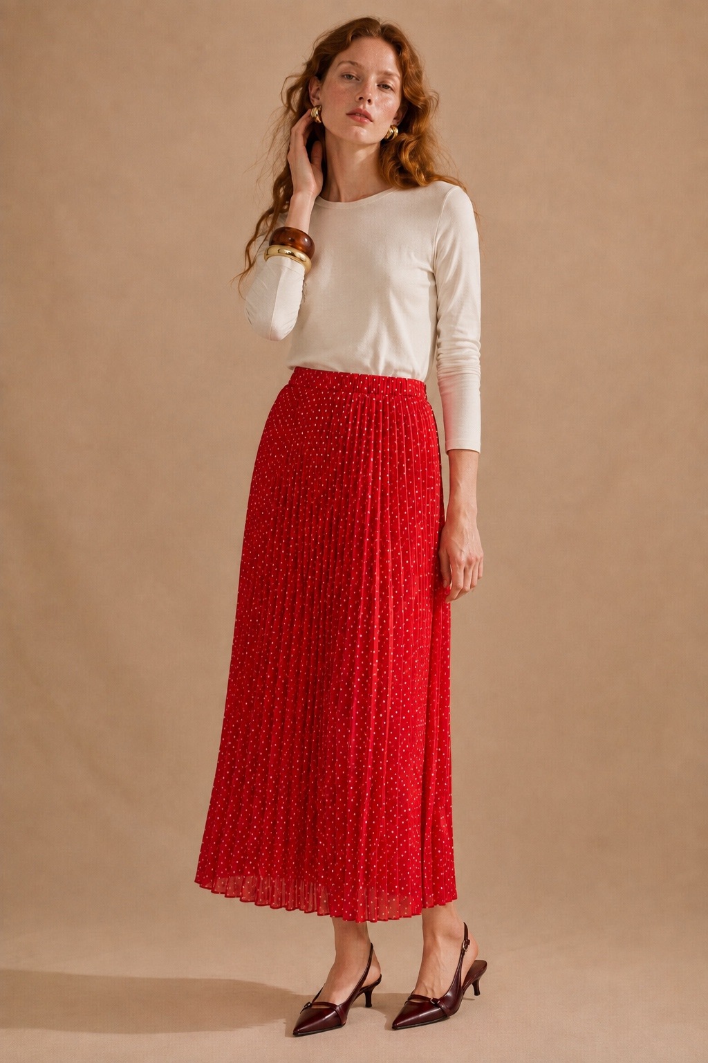 Grossiste WAY WAY SRL - JUPE EN TENCEL PLISSÉ À POIS