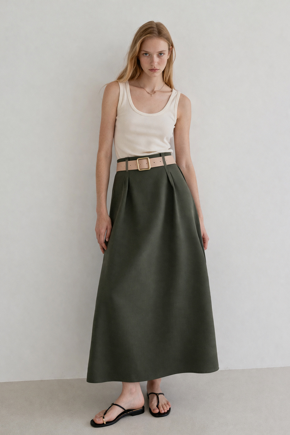 Wholesaler WAY WAY SRL - HIGH-WAISTED BISTRETCH SKIRT WITH BELT, MIDI LINE