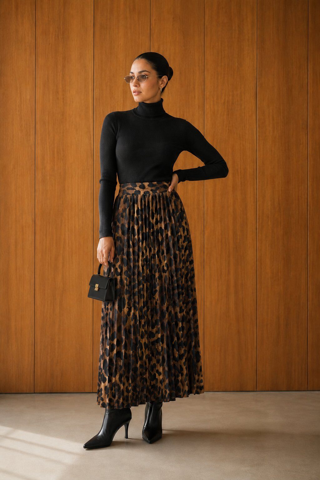 Wholesaler WAY WAY SRL - LONG PLEATED ANIMAL PRINT VELVET SKIRT