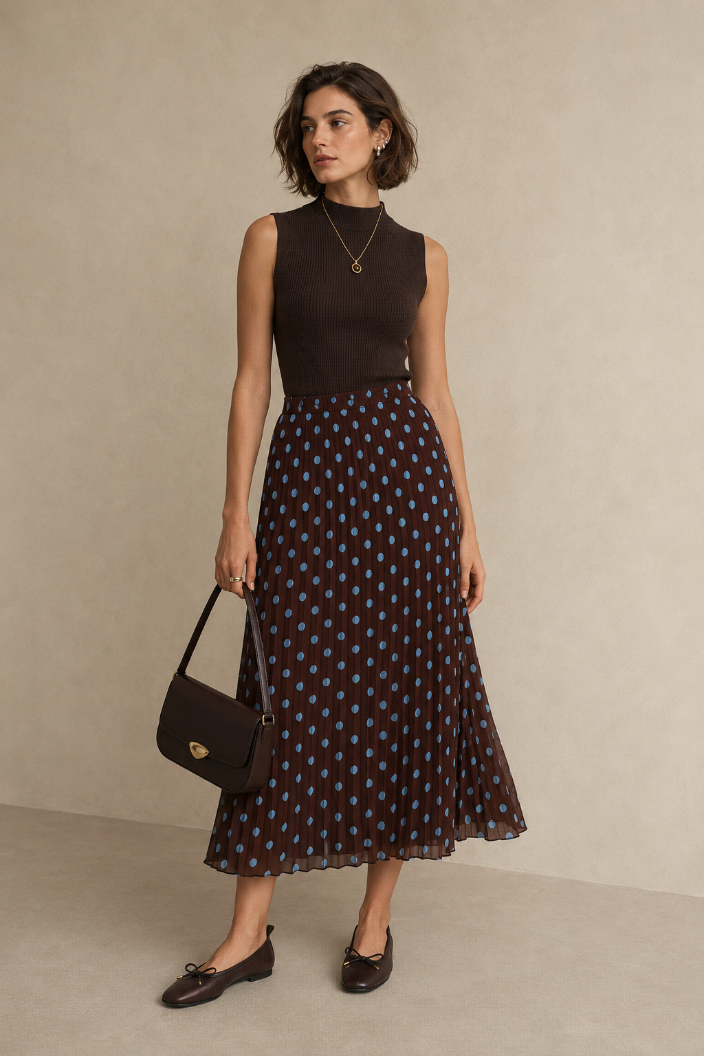 Wholesaler WAY WAY SRL - LONG PLEATED POLKA DOT SKIRT