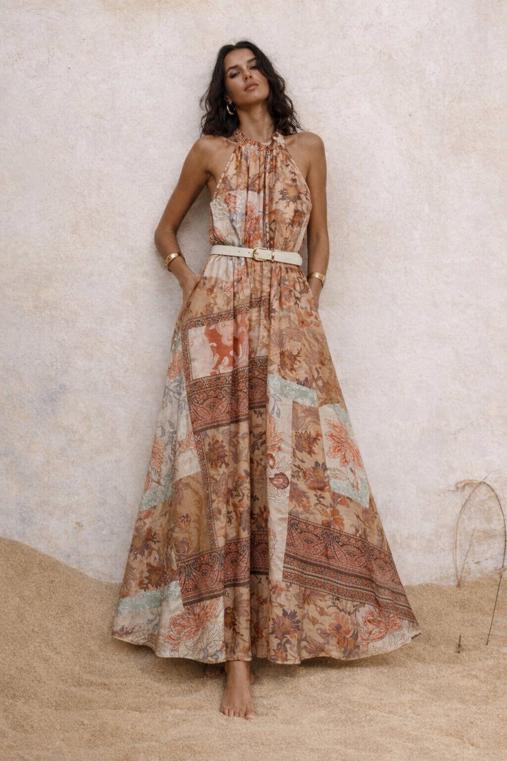 Wholesaler WAY WAY SRL - DRESS IN VISCOSE NYLON CREPE WITH BELT AND BACK BOW