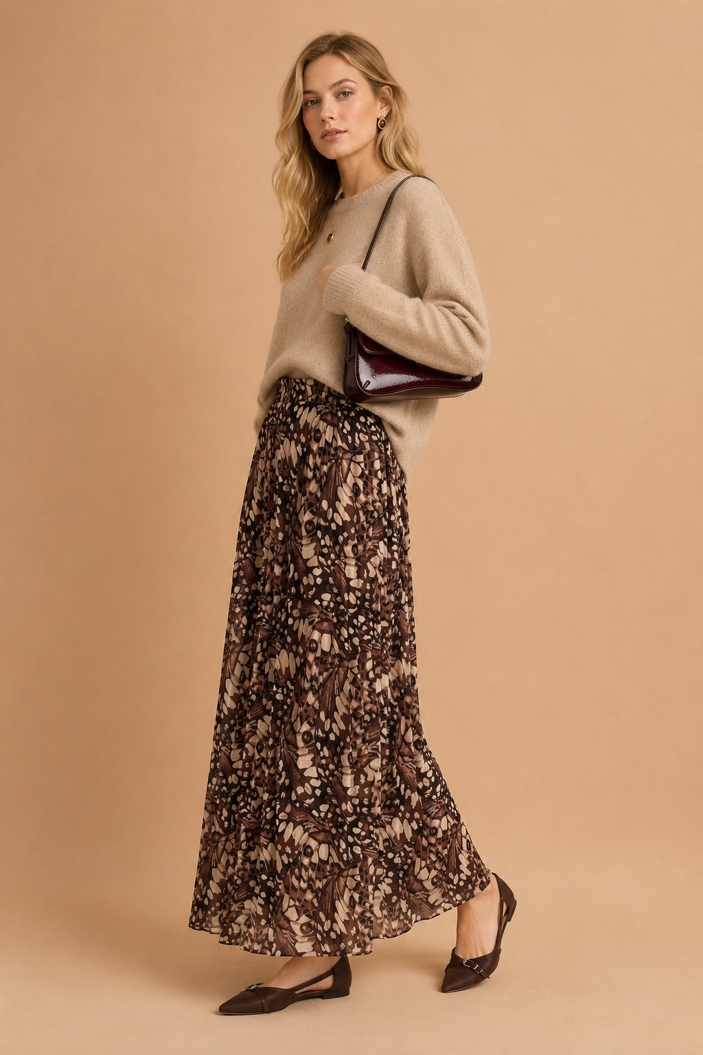Wholesaler WAY WAY SRL - PRINTED PLEATED GEORGETTE SKIRT