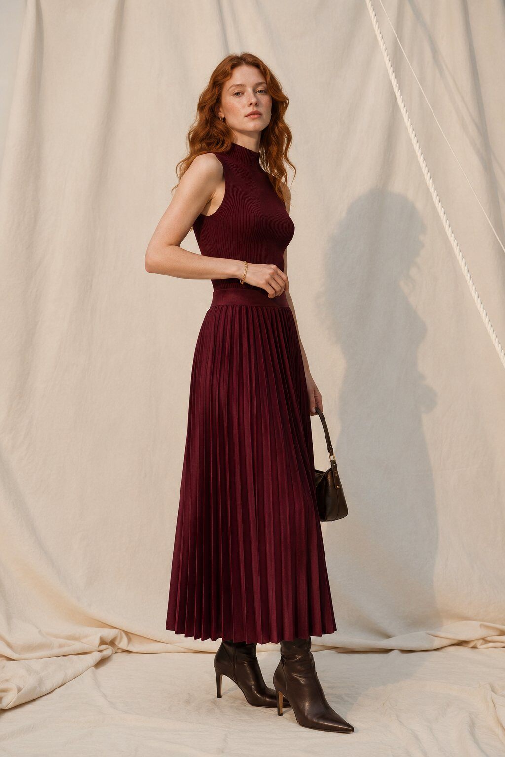 Wholesaler WAY WAY SRL - LONG PLEATED VELVET SKIRT